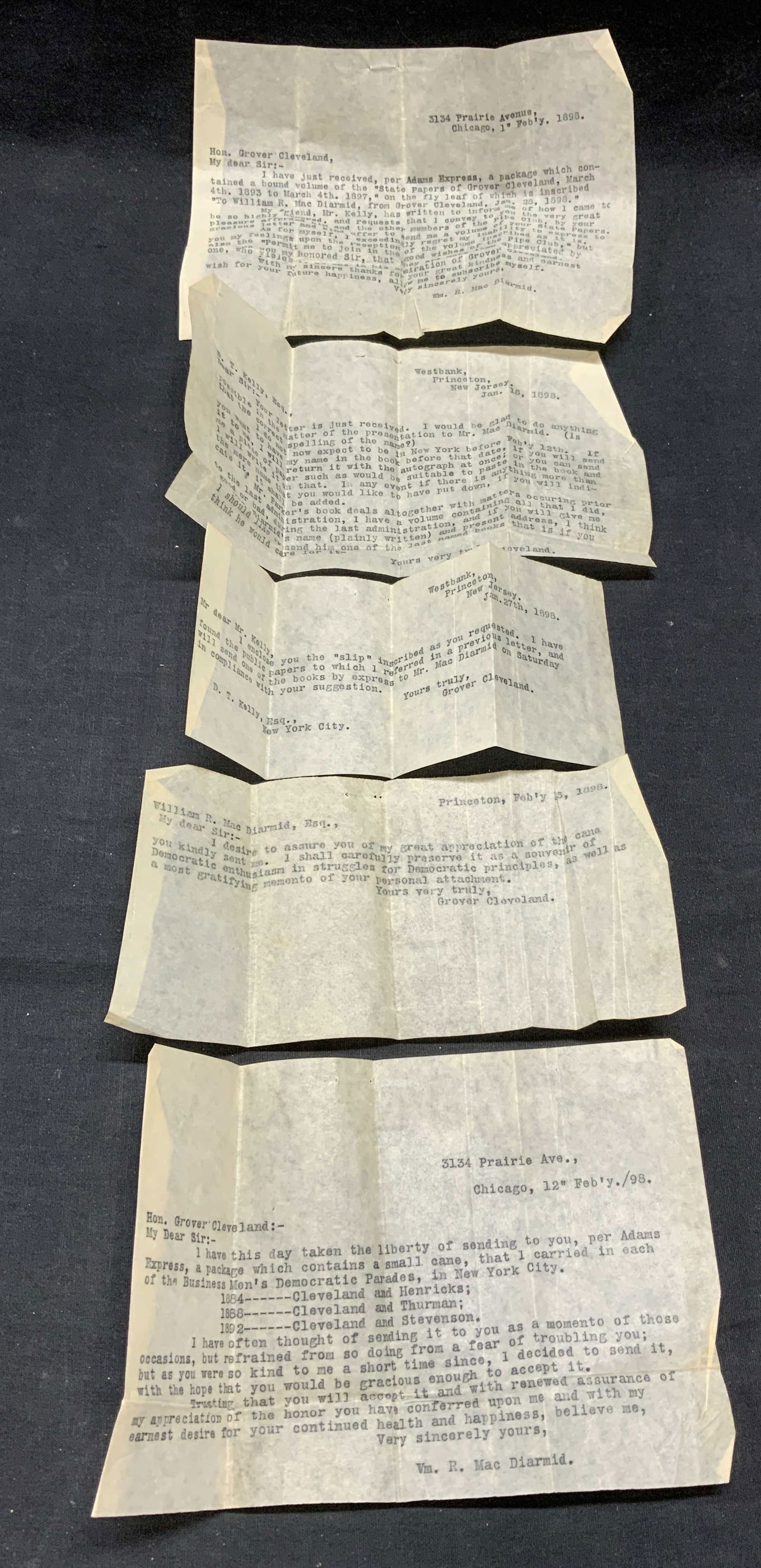 1898 Grover Cleveland Correspondence Letters (1 of 6)