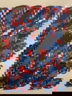 Raoul Ubac Sgd Abstract Silk Screen: Signed on lower right corner in graphite, Ubac, numbered 94/150 Depicts abstract form in tones of blue, black and red. Framed in a silver toned metal frame with white matting. Approx 19 x 17 inches