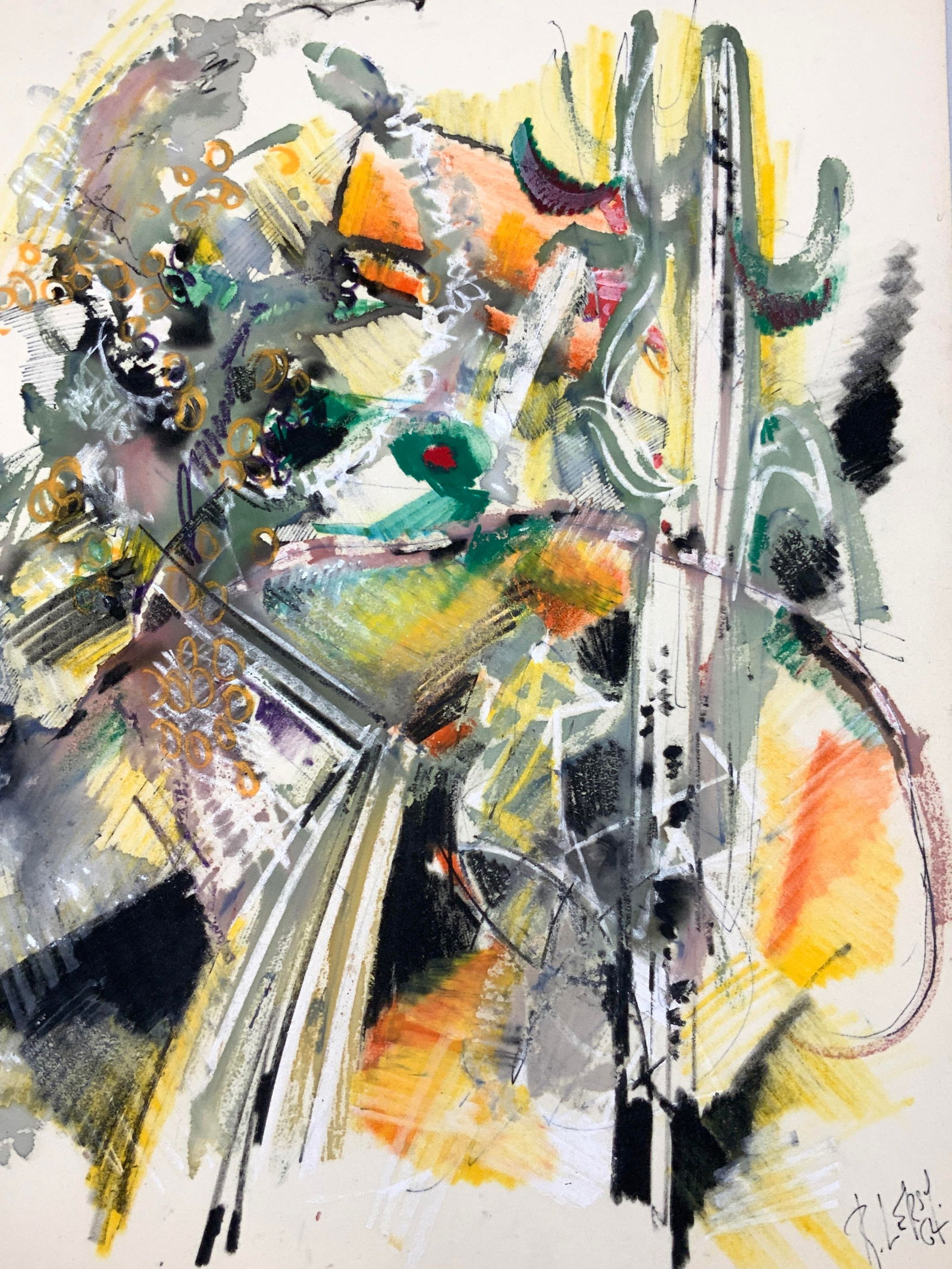 Roger Lersy Sgd Abstract Mixed Media 1964 (1 of 9)