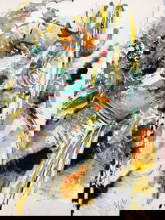Roger Lersy Sgd Abstract Mixed Media 1964: Marked R,Lersy on corner 1964. abstract forms in differing textures, possibly from pastels and watercolors No frames. Approx 26 x 20 inches. Moderate wearing to edges and blemishes to artwork.