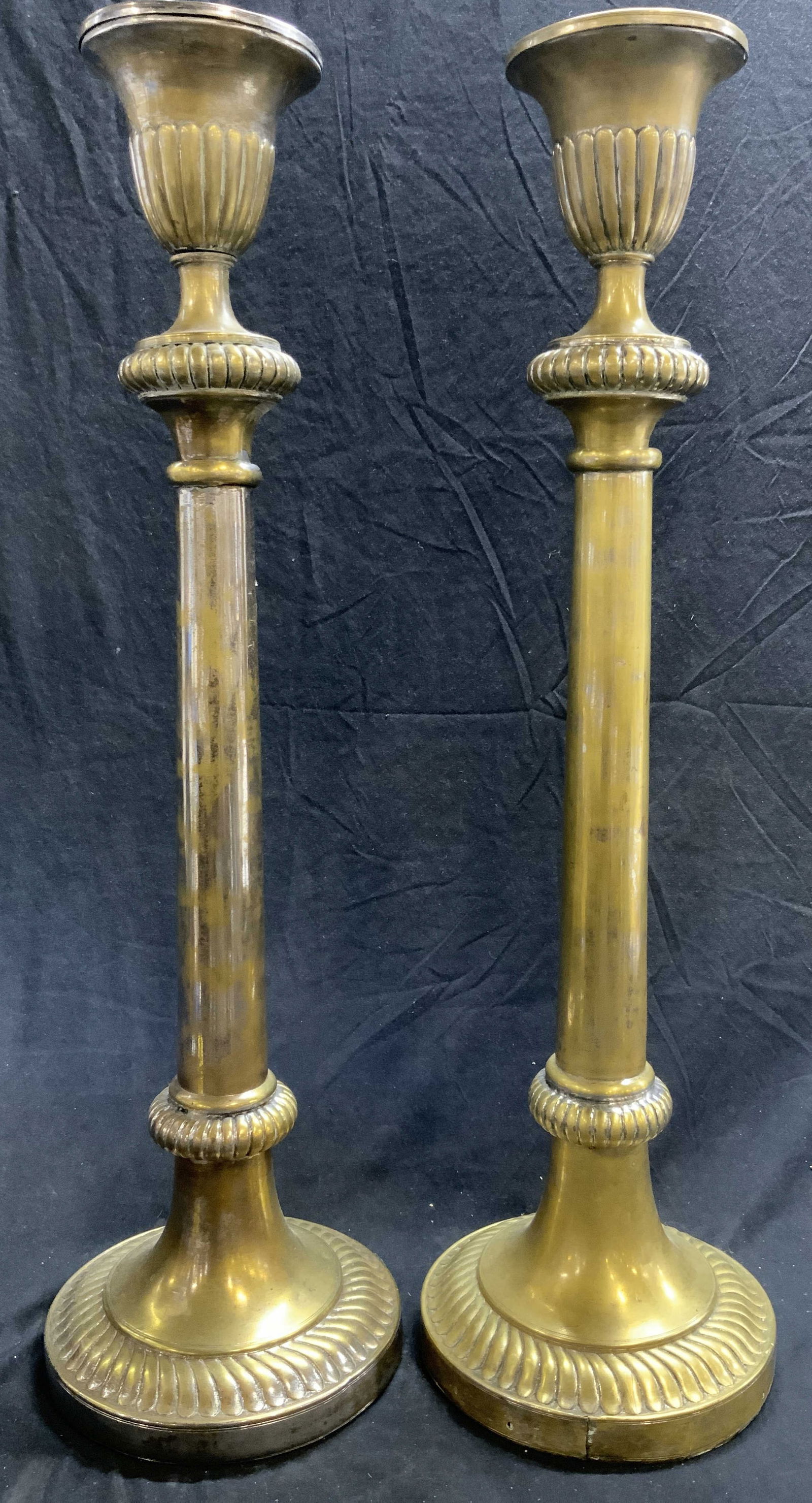 XL Pair Gilt Metal Candlesticks (1 of 8)