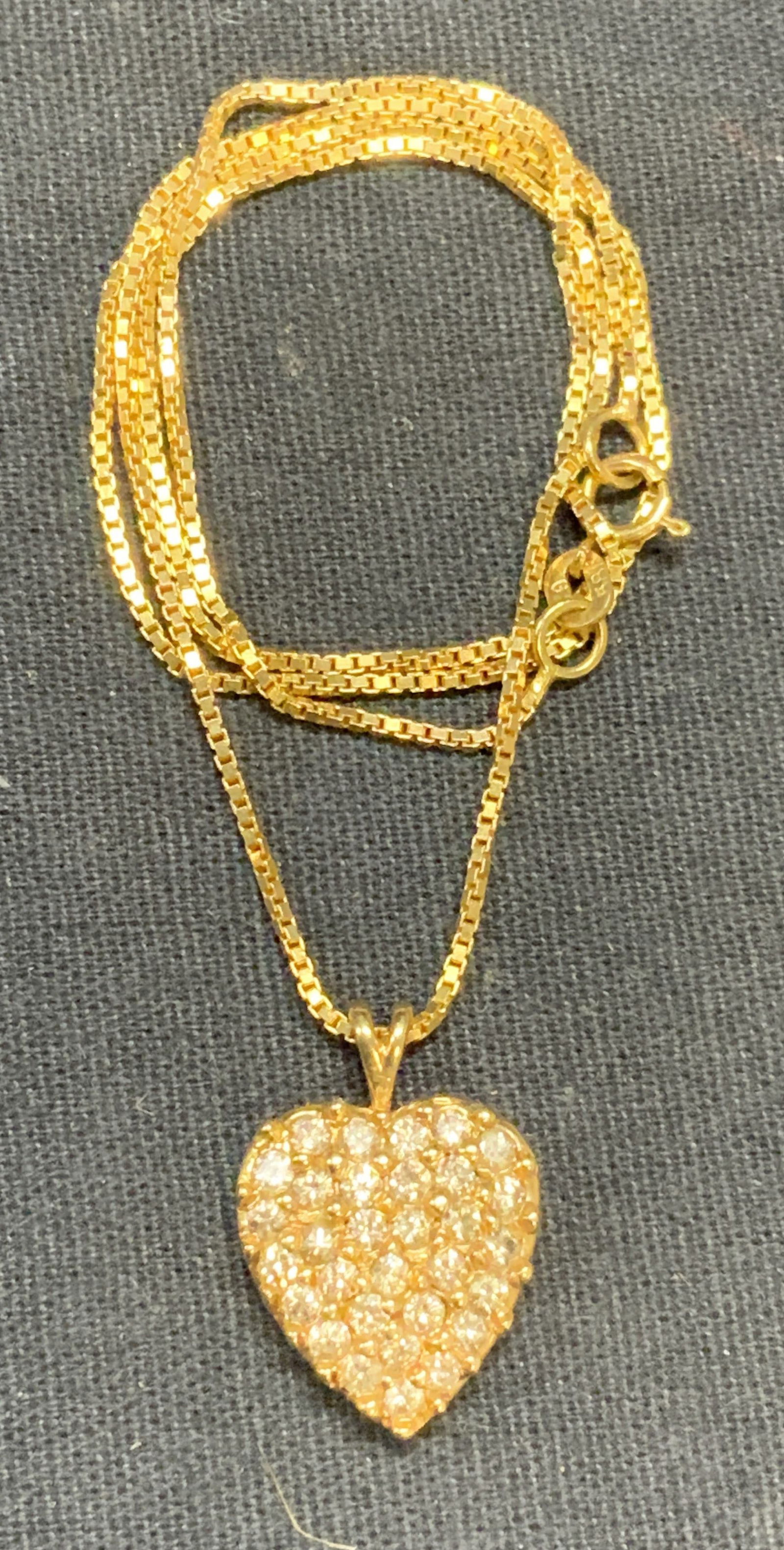 Vintage 14K Gold & Diamond Heart Necklace (1 of 7)