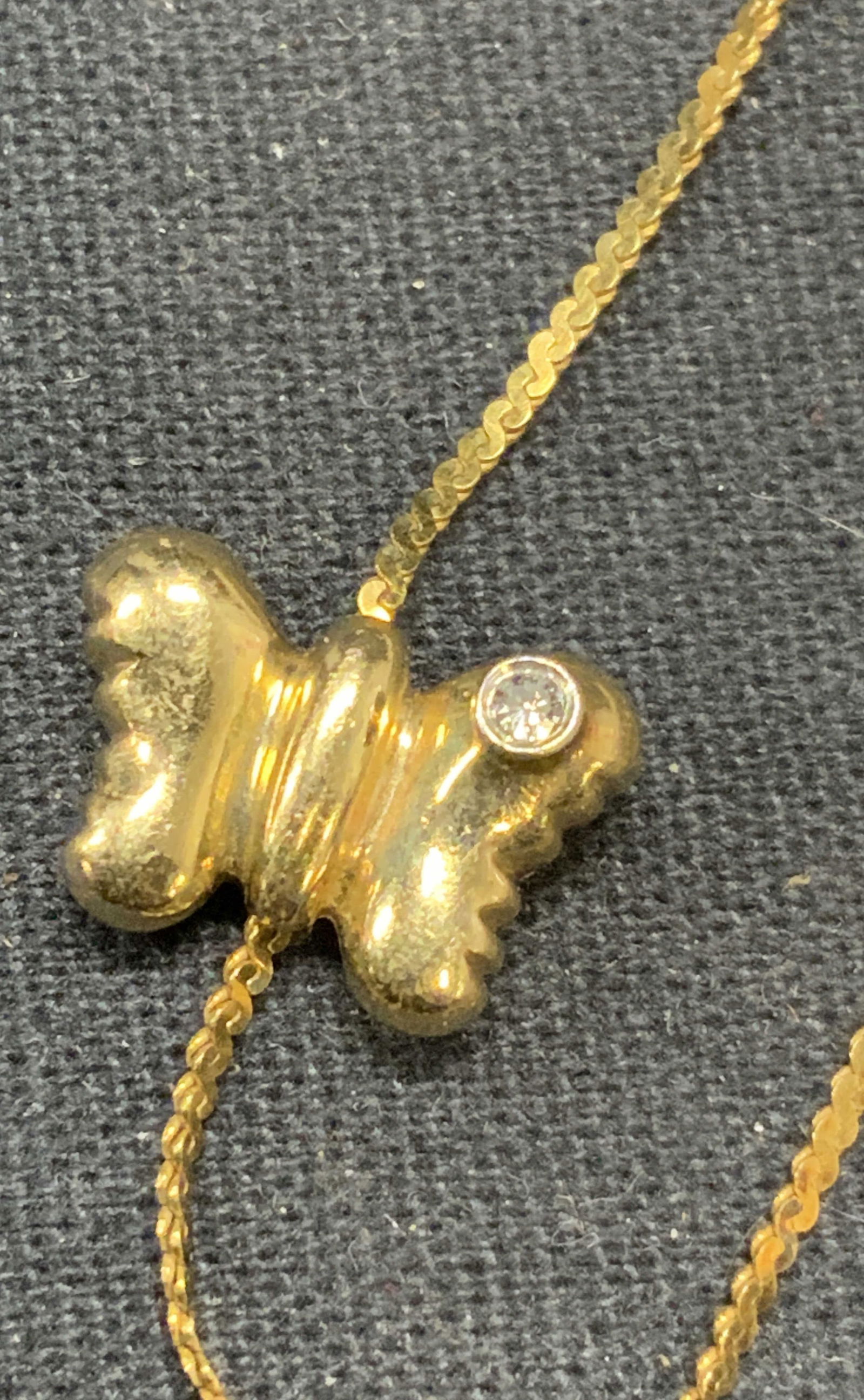 Vintage BSK 14k Gold Diamond Butterfly Necklace (1 of 8)