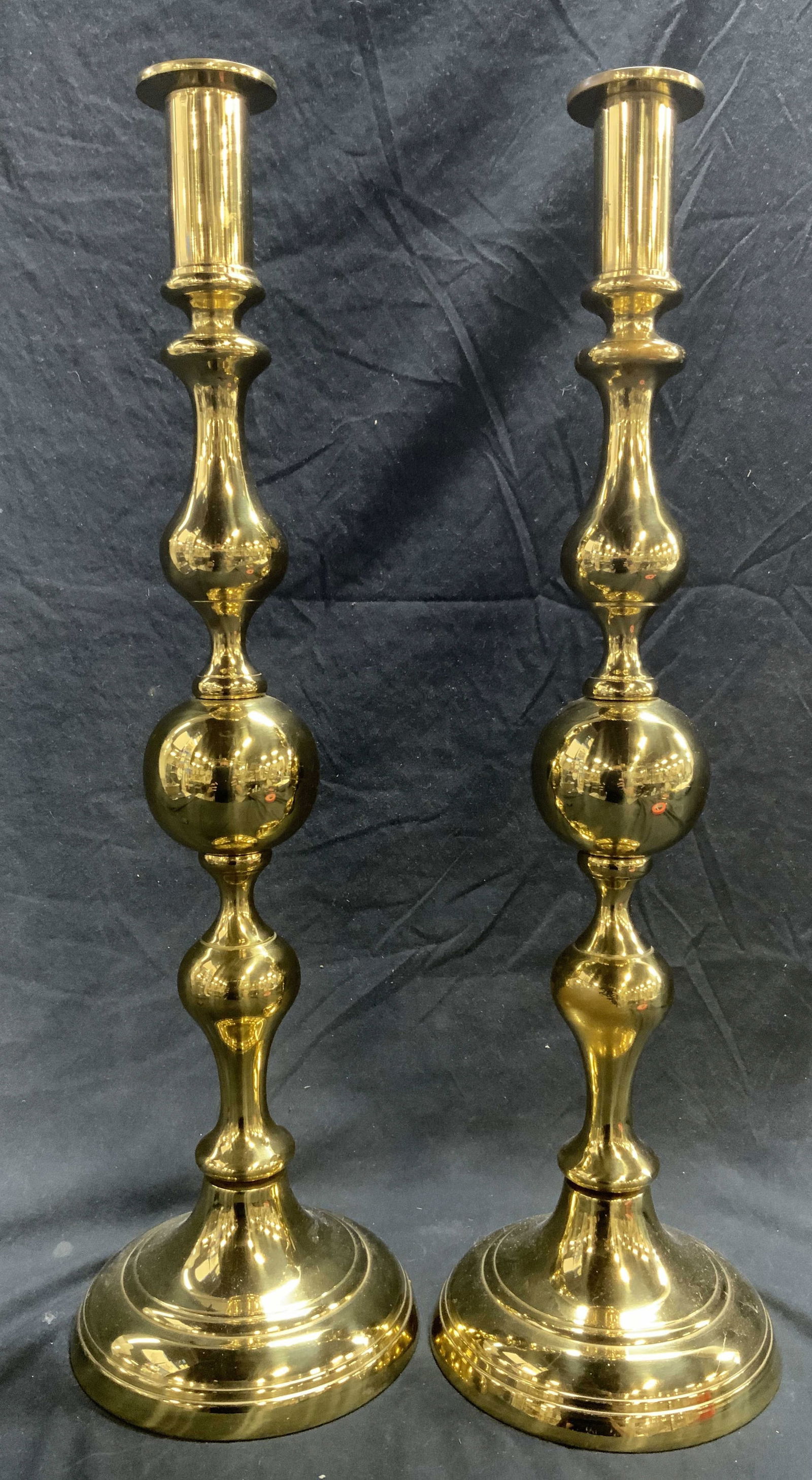XL Vntg Pr Gilt Metal Candlesticks 20in ENGLAND (1 of 8)