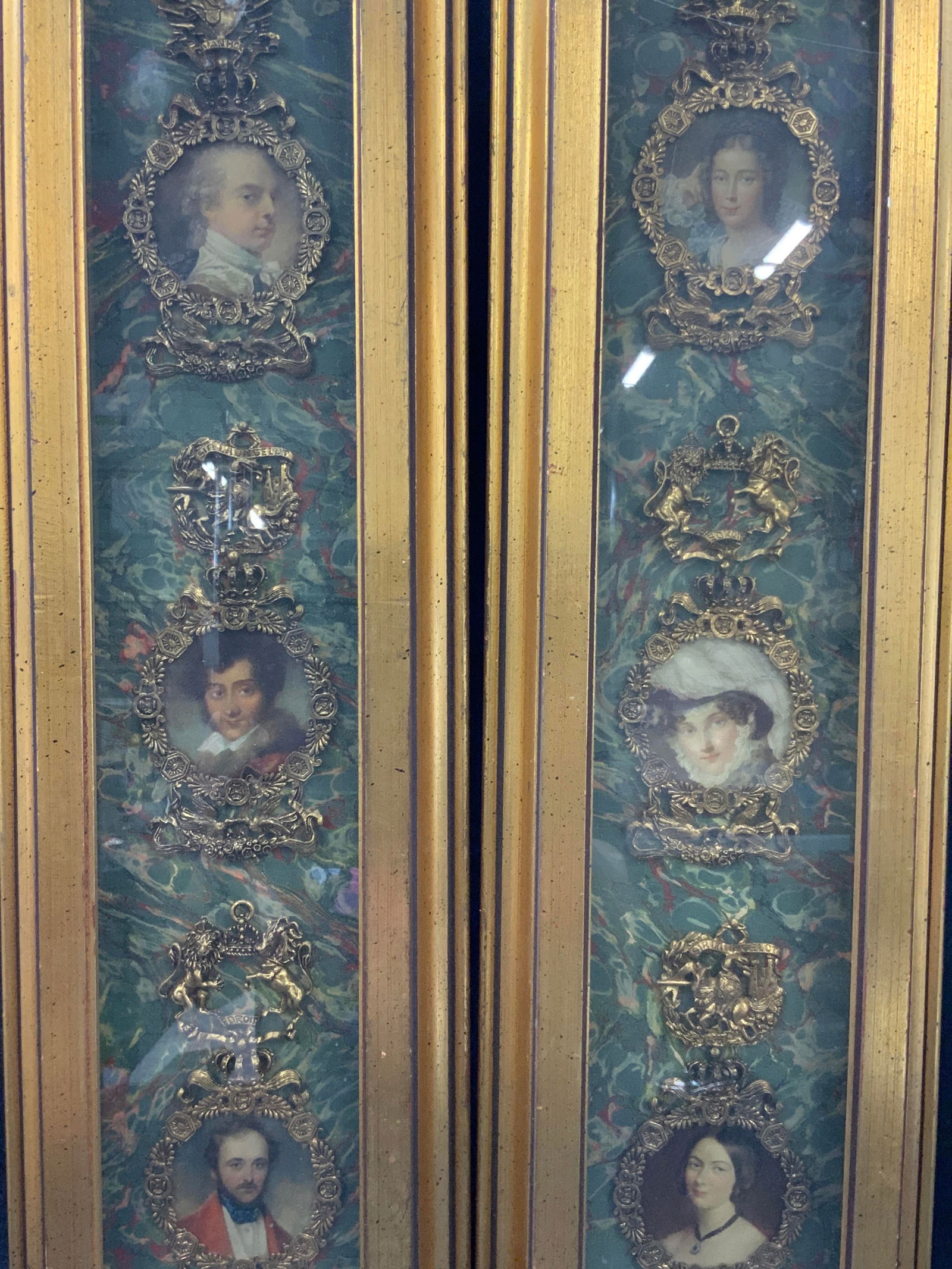 Pr Gilt Framed Vtg Portrait Lithos 26in (1 of 10)