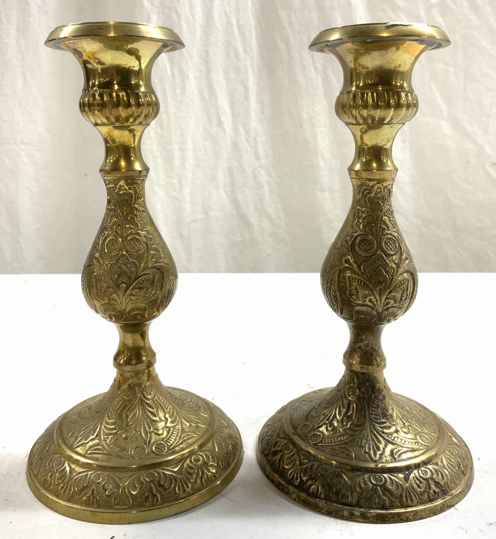 Vintage Pair Gilt Metal Candlesticks (1 of 8)