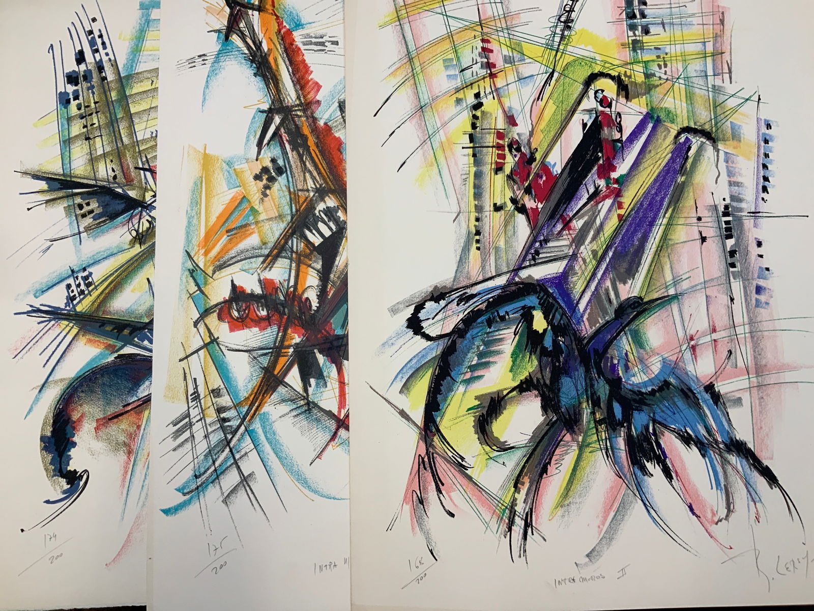 Set 3 R.Lersy Signed Numbered Abstract Lithos (1 of 14)