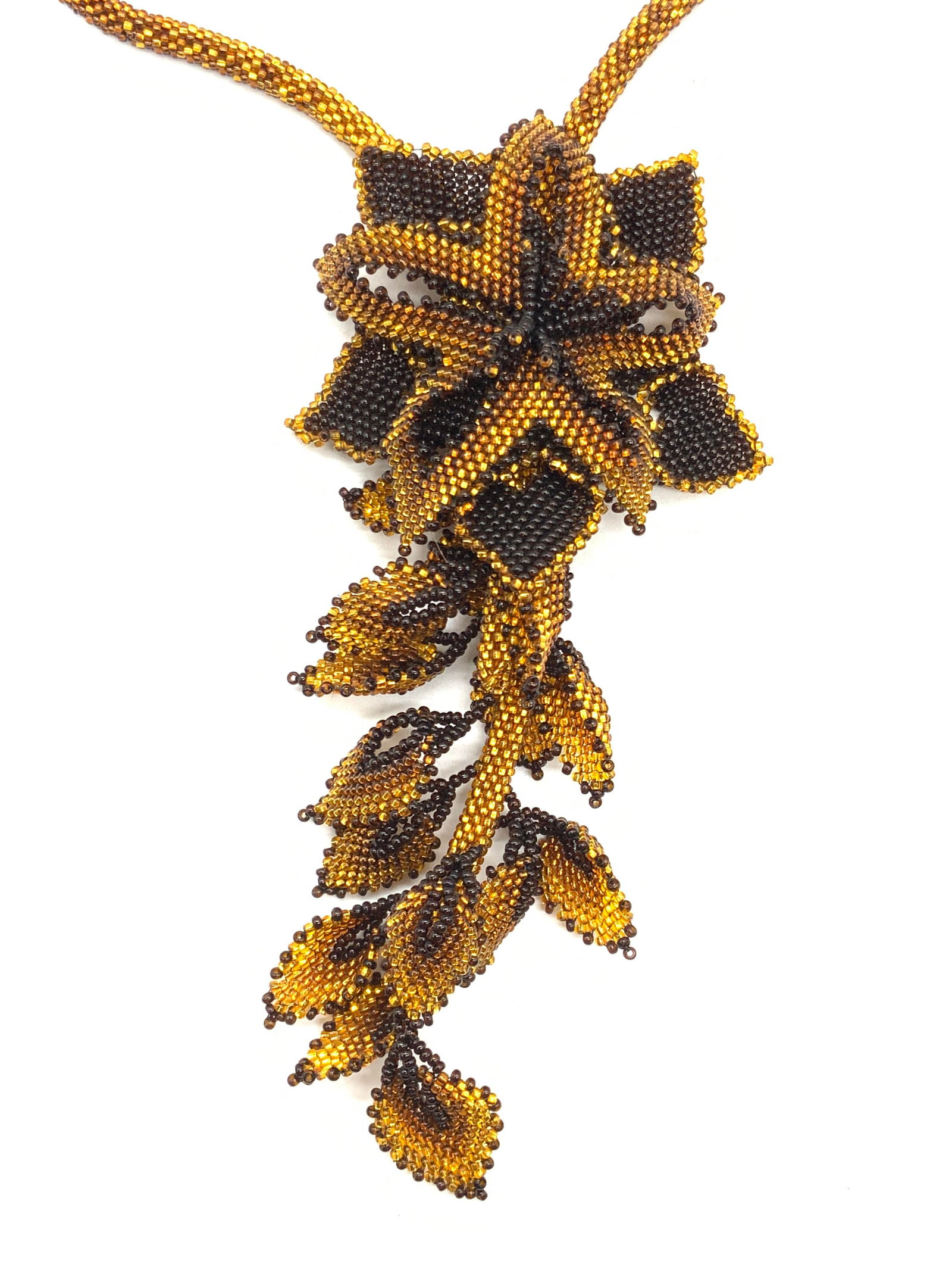 Vintage Seed Beaded Floral Pendant Necklace (1 of 8)