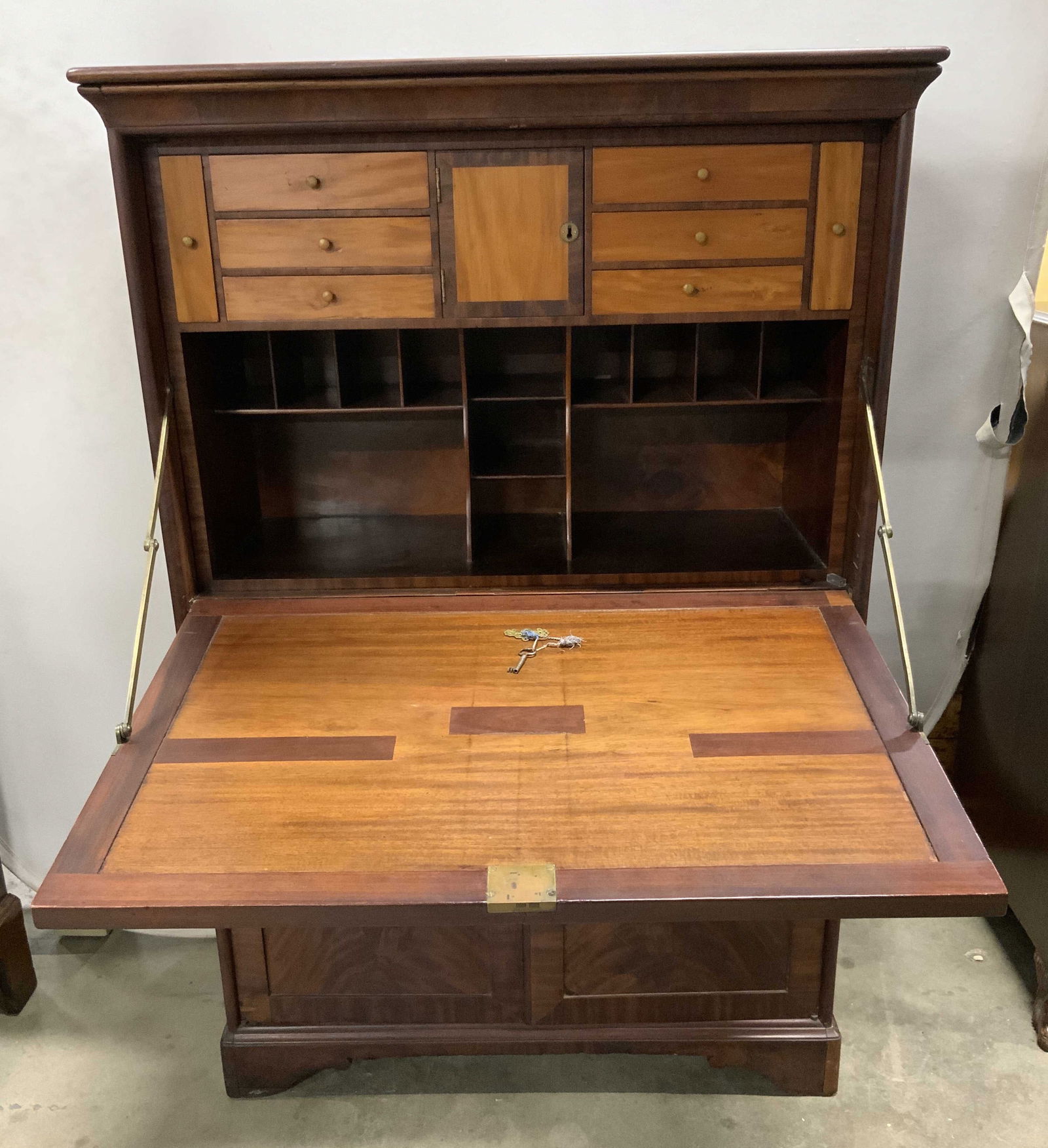Antq Mahogany Burl Napoleonic Style Desk (1 of 9)