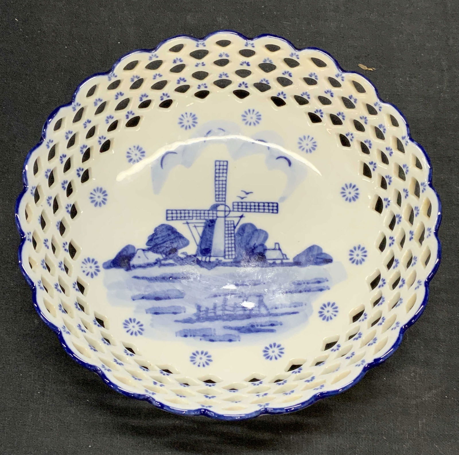 Delft Blue Porcelain Windmill Bowl, Holland (1 of 6)