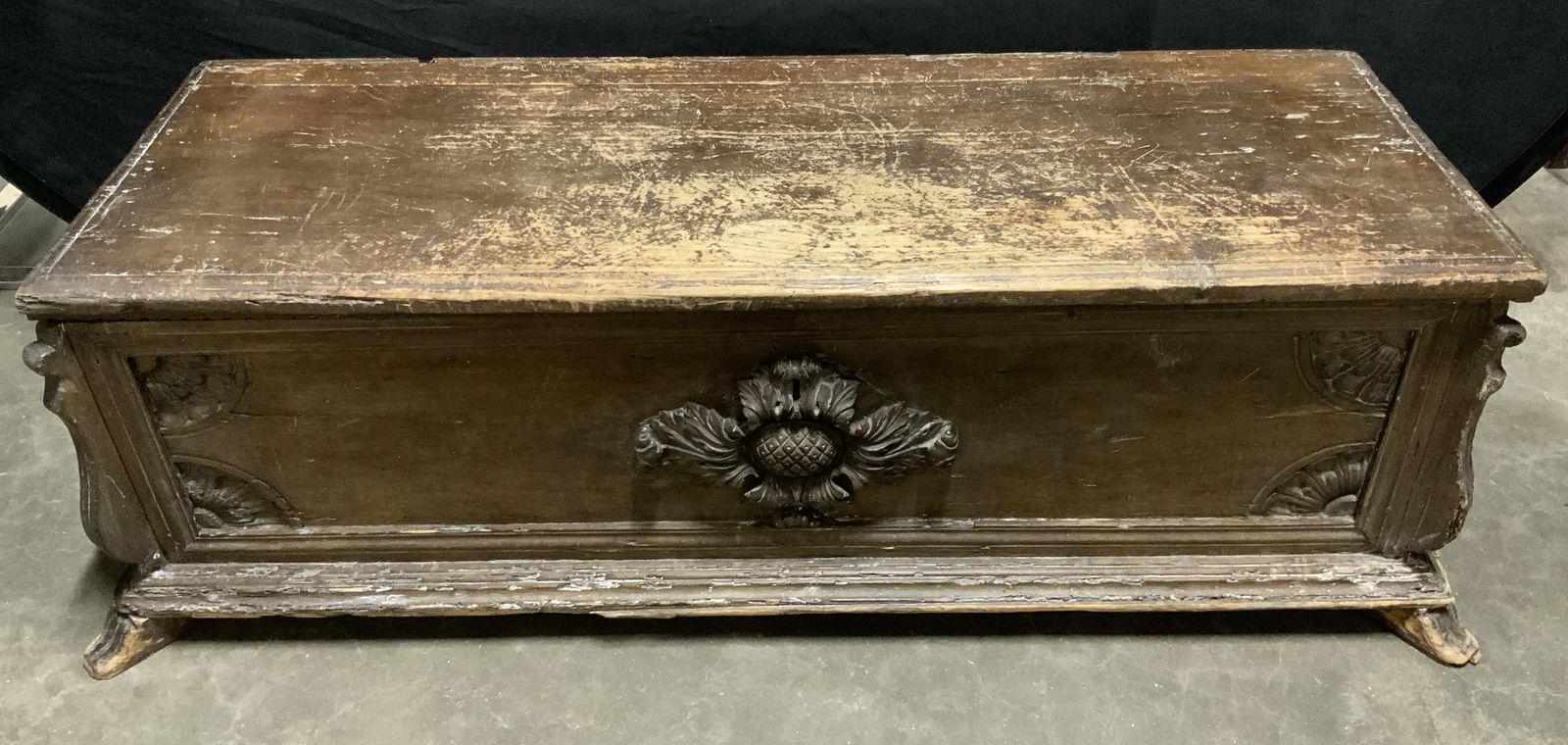 Vintage Carved Wooden Chest W/ Feet, Italy (1 of 9)
