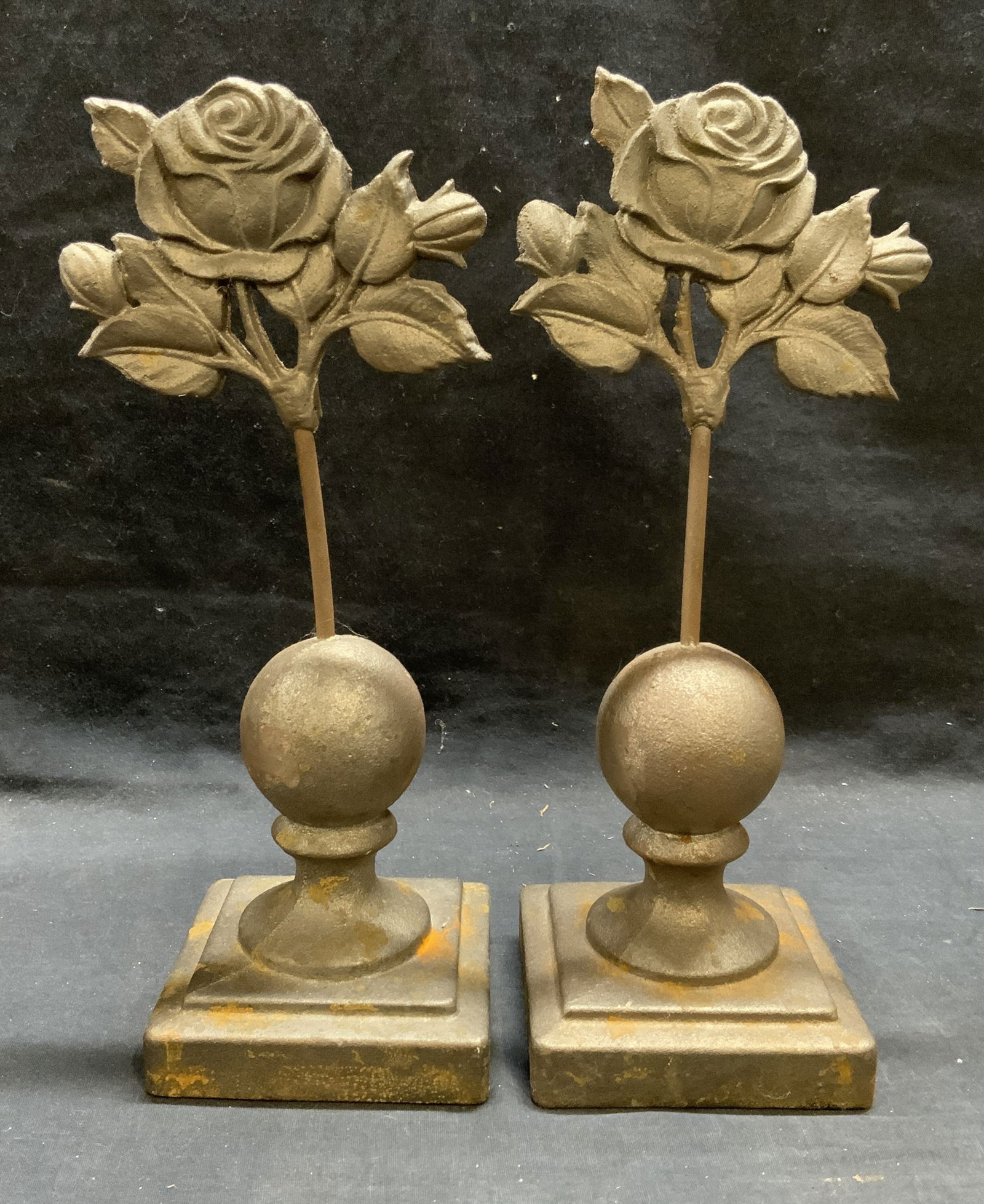 Pair Vintage Cast Iron Architectural Roses (1 of 7)