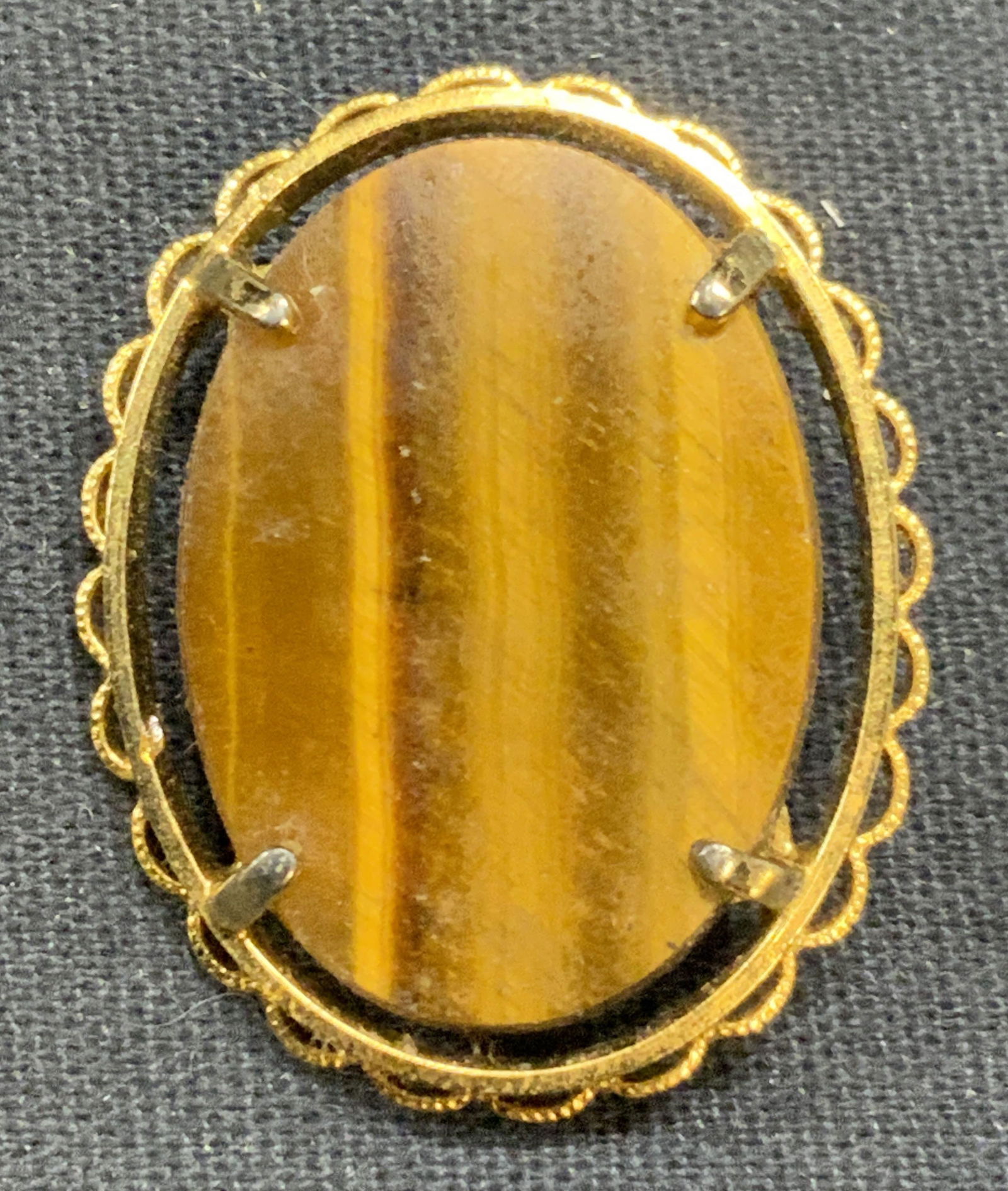 Beau Gold Pl Sterling Silver Tigers Eye Brooch (1 of 7)