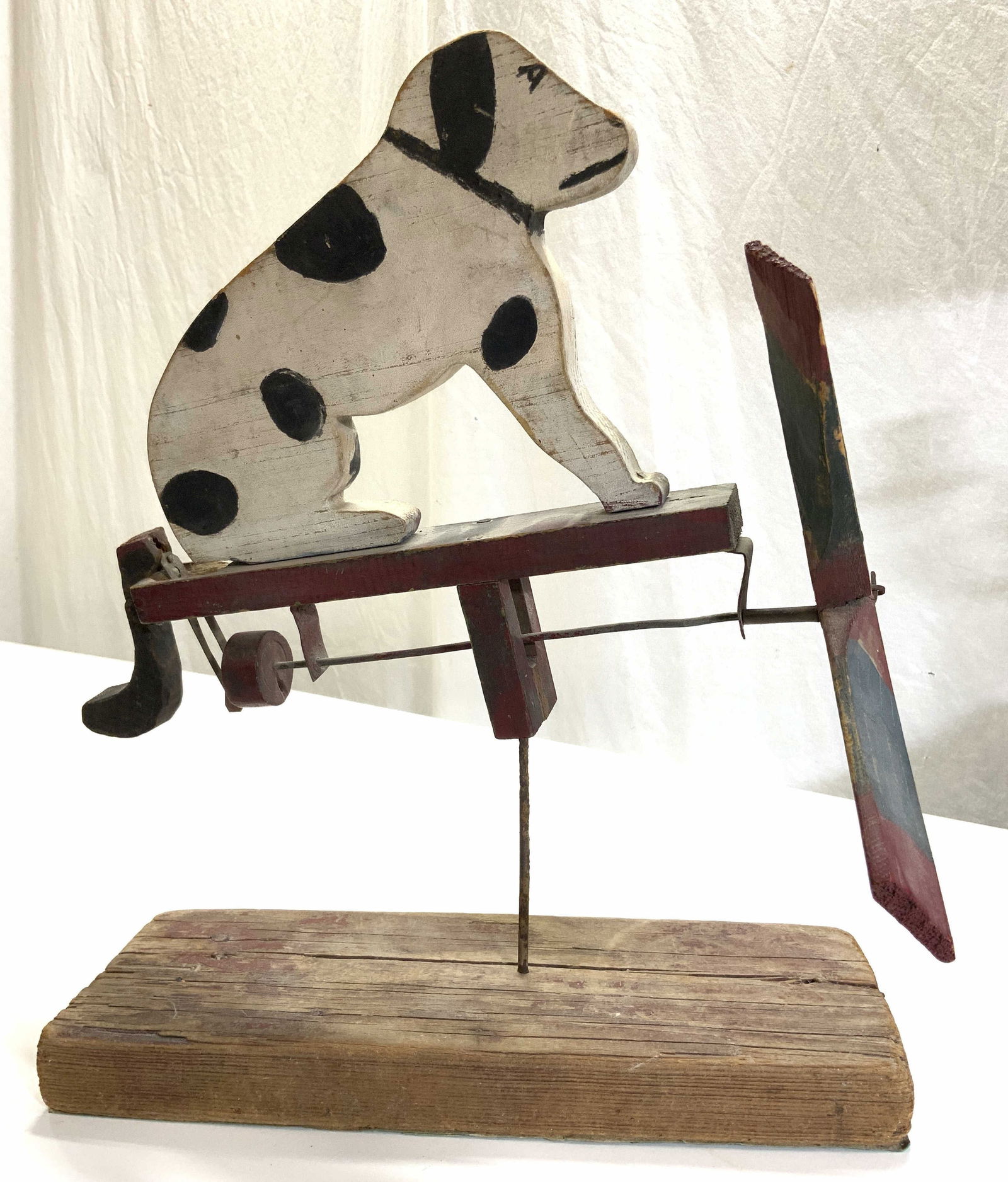 Collectible Wood Folk Art Whirligig w Dalmatian (1 of 7)