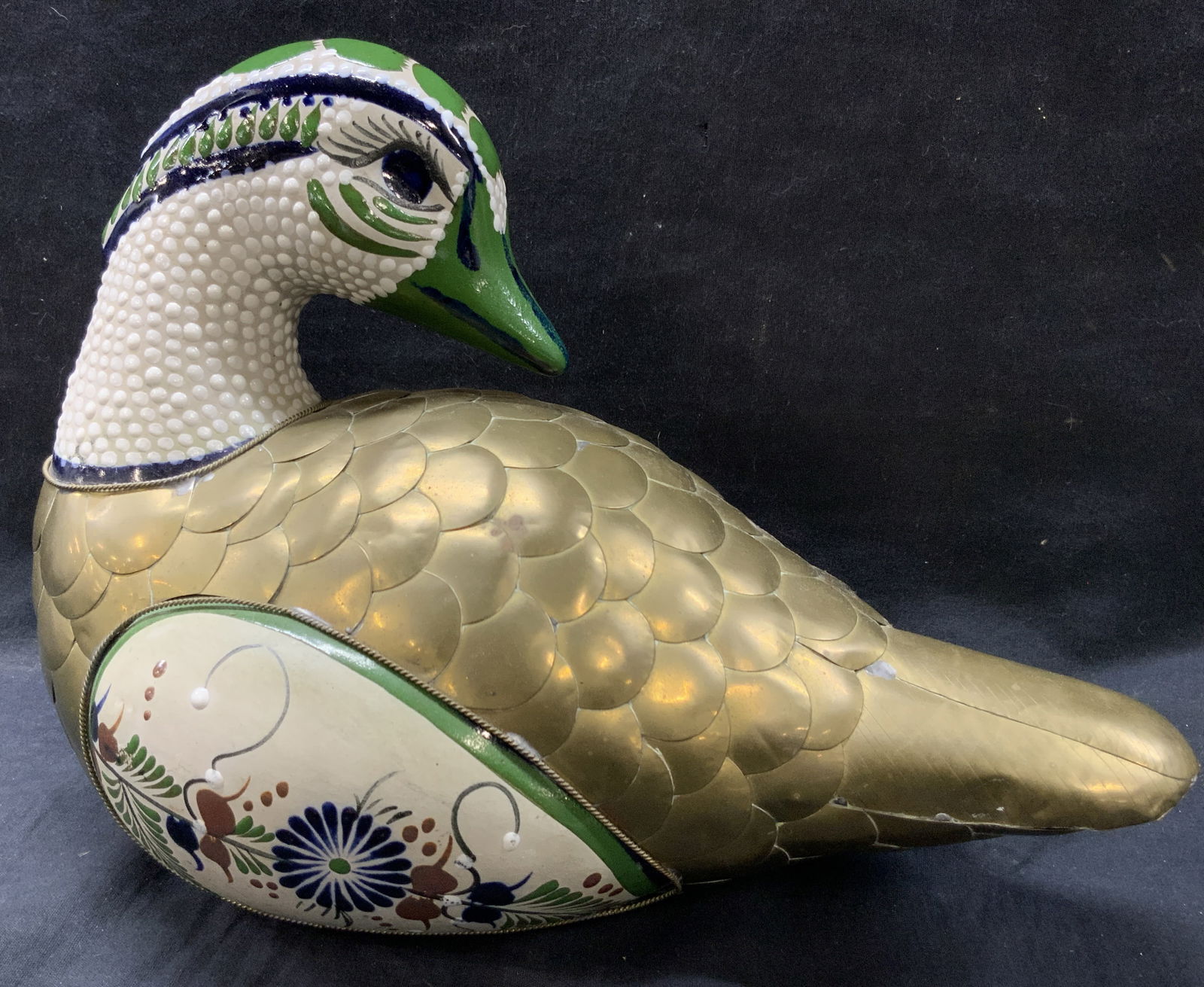 Hand Painted Ceramic & Brass Duck Sculpture (1 of 9)