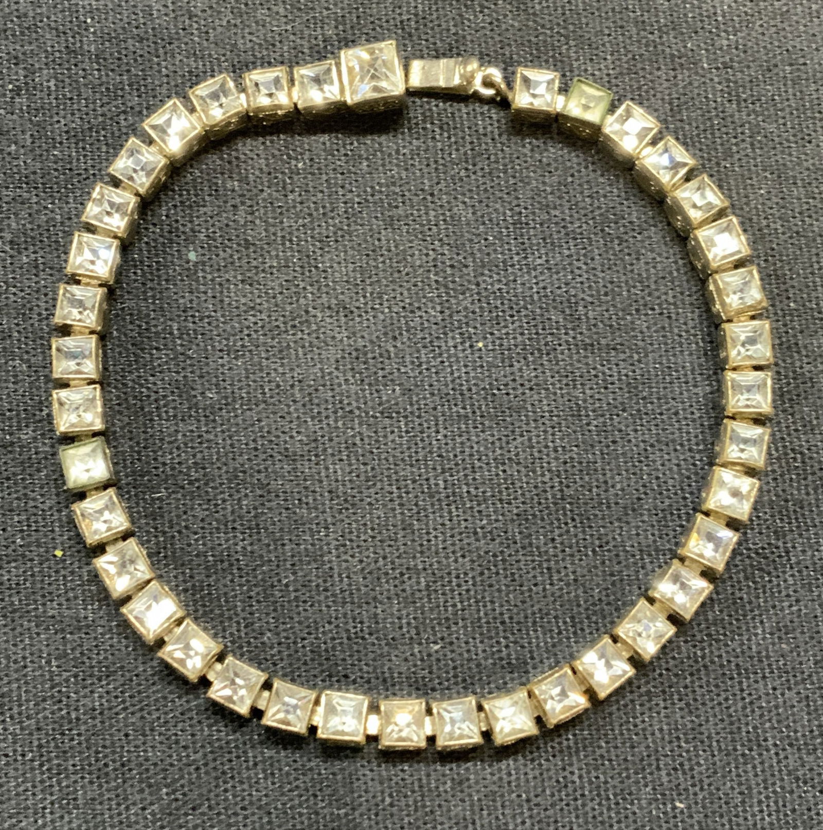 Vintage Silver Tone Crystal Chain Bracelet (1 of 6)