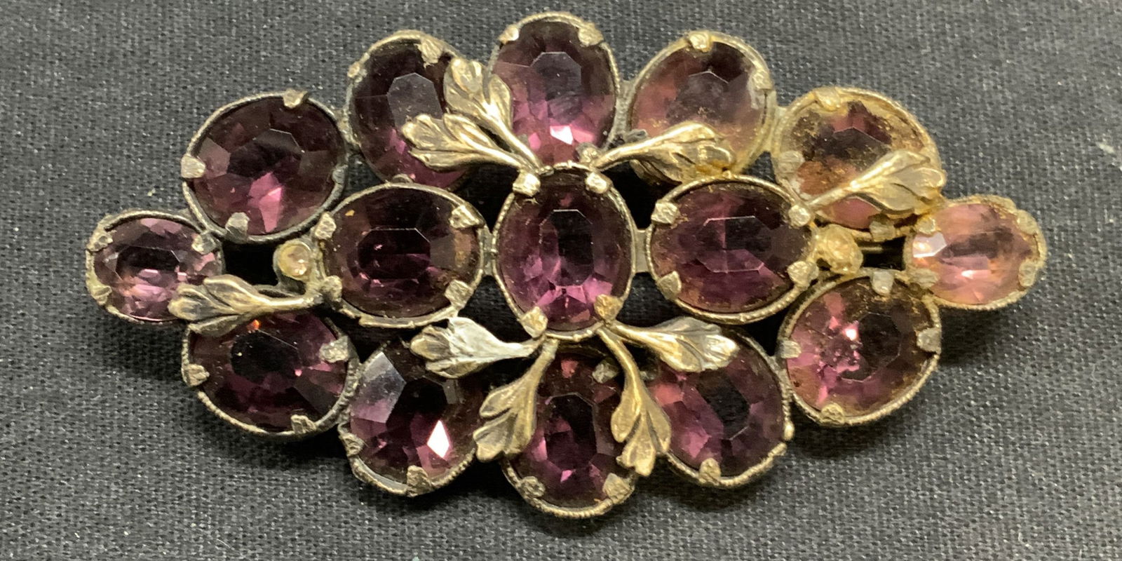 Vintage Silver Tone Purple Crystal Brooch (1 of 6)