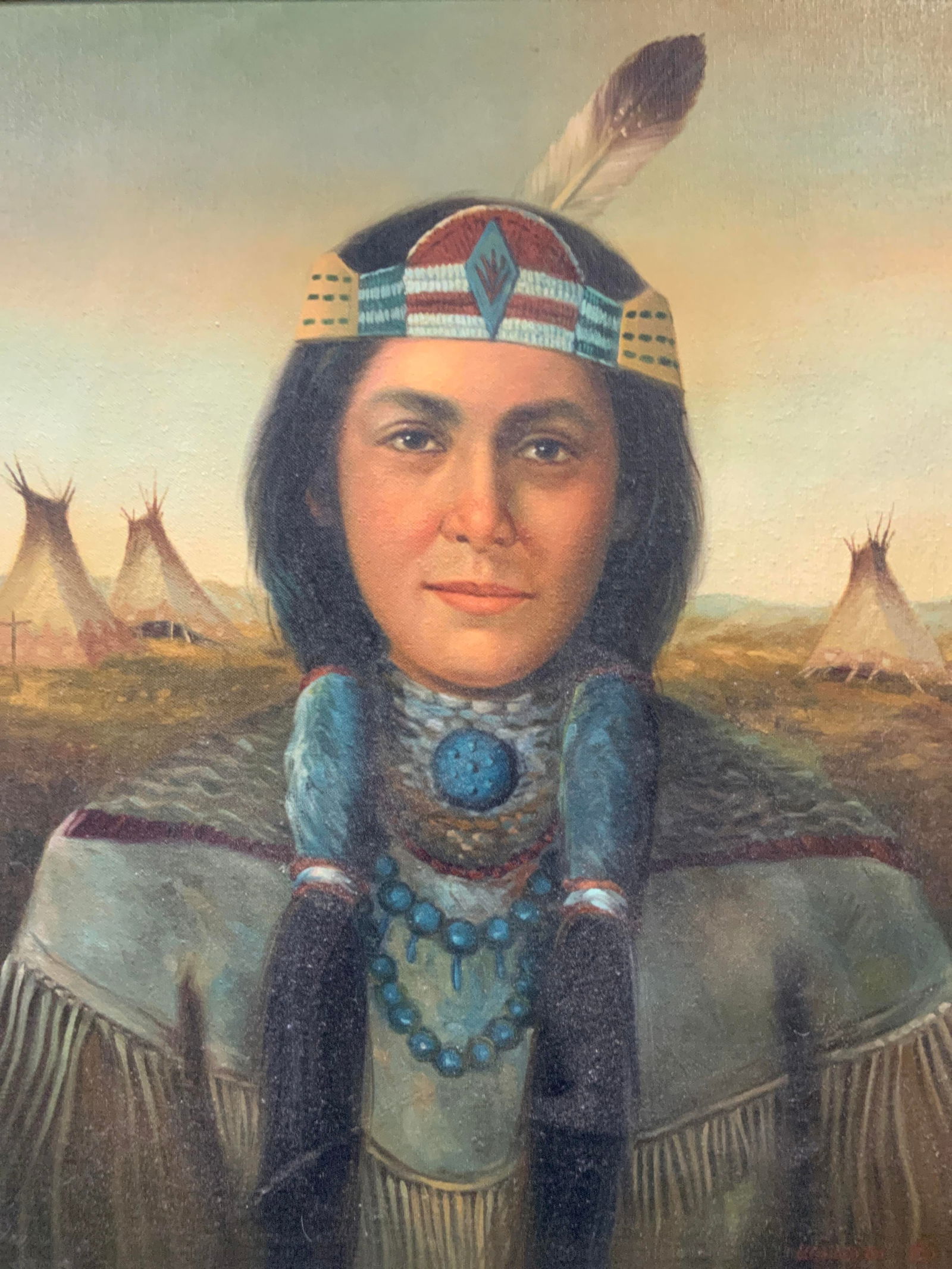 Kenneth Su Sgd Native American Oil Painting (1 of 9)