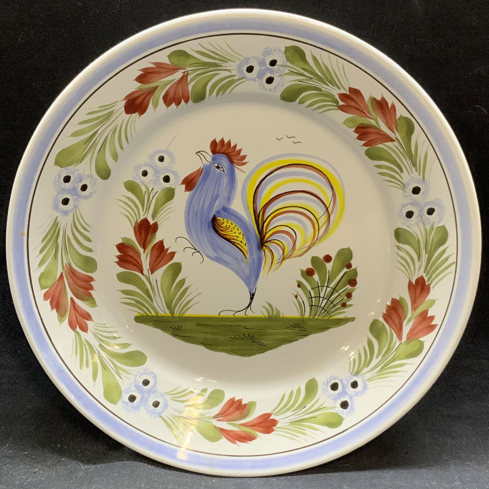 QUIMPER Henriot French Pottery Rooster Plate (1 of 6)