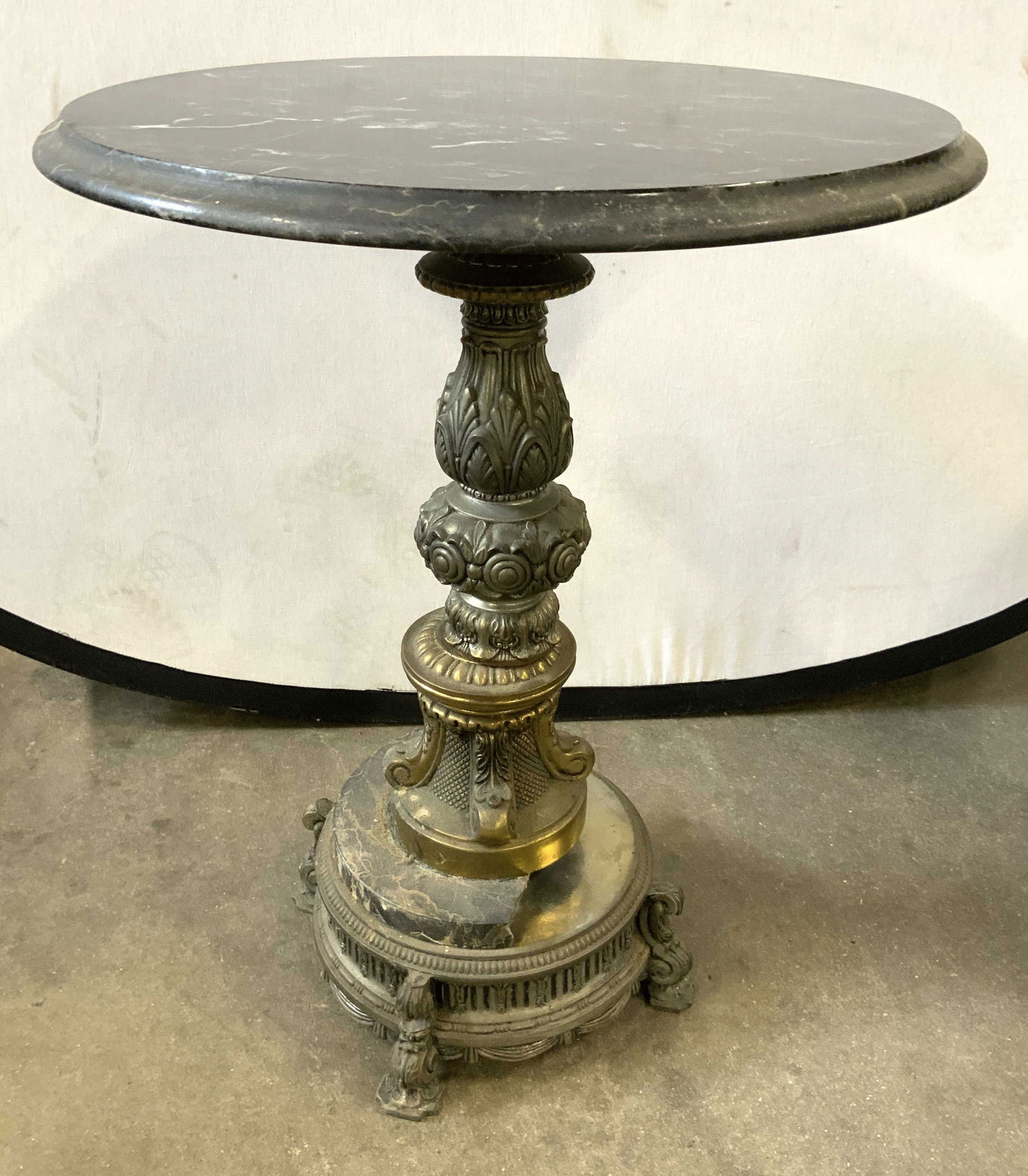 Antq Neoclassical Pedestaled Marble Top Side Table (1 of 9)