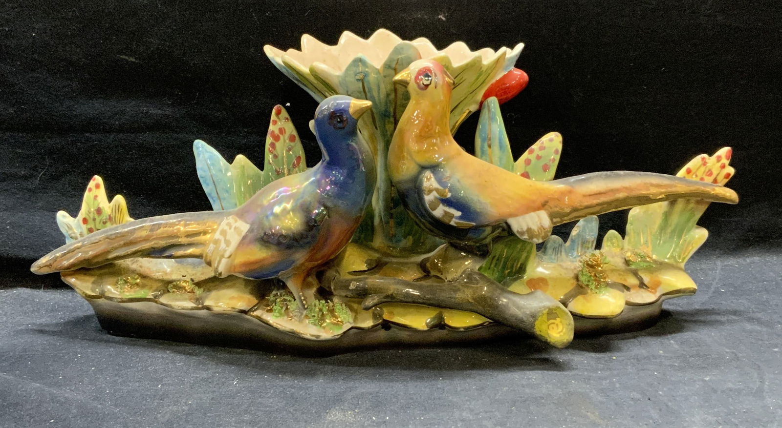 Vtg Majolica Ceramic Pheasant Vessel, Italy (1 of 7)