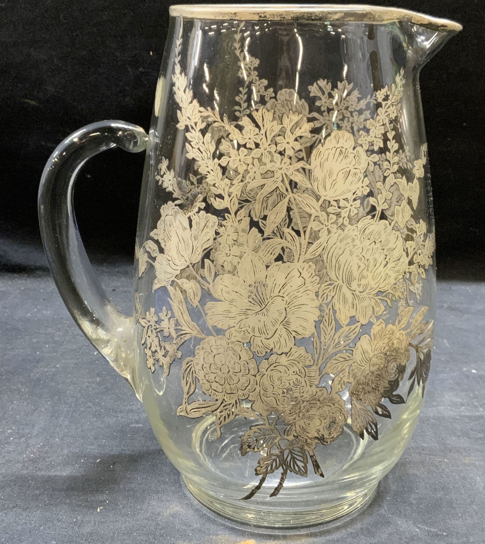 Vintage Sterling Silver Overlay Glass Pitcher (1 of 7)