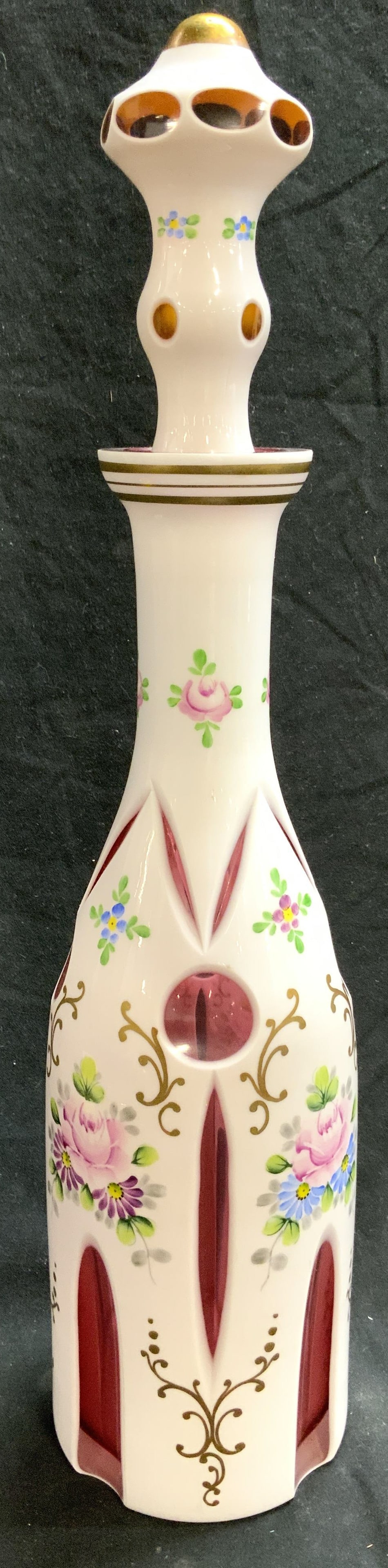 Vntg Bohemian Czech Glass Decanter W Stopper (1 of 8)
