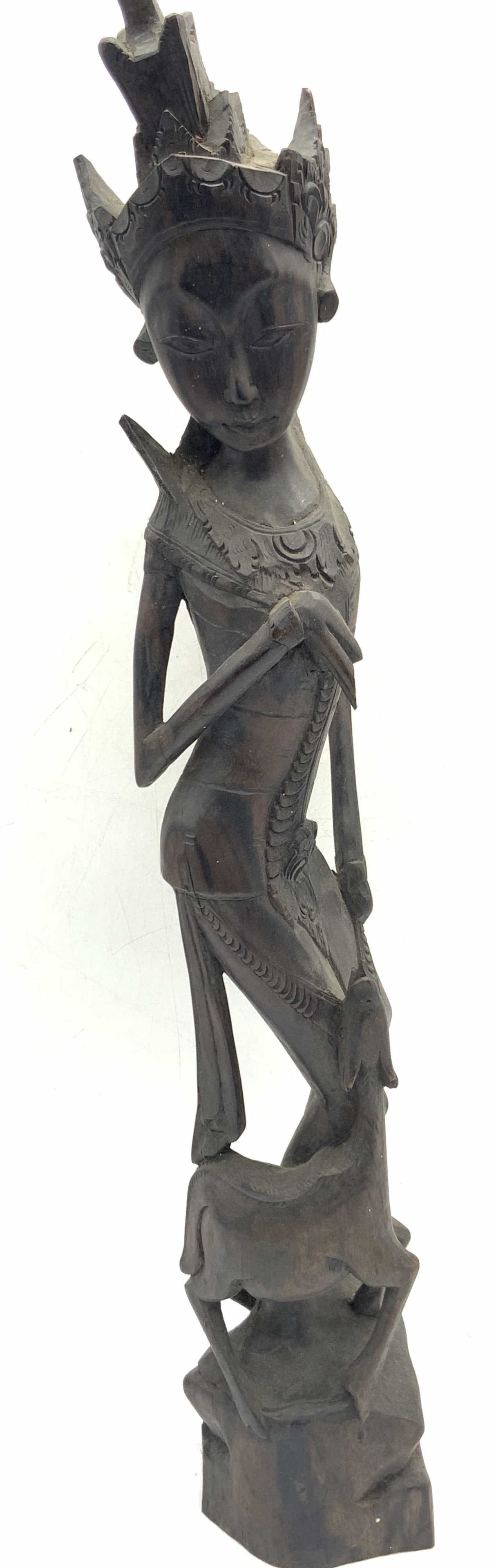 Carved Wooden Asian Deity Figural 20in (1 of 10)