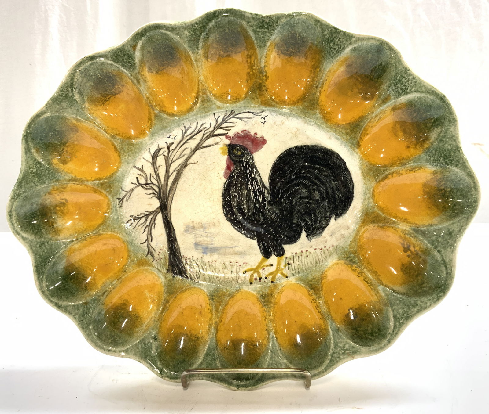 CORNA Vtg Hand Painted Rooster Egg Platter 1960 (1 of 7)