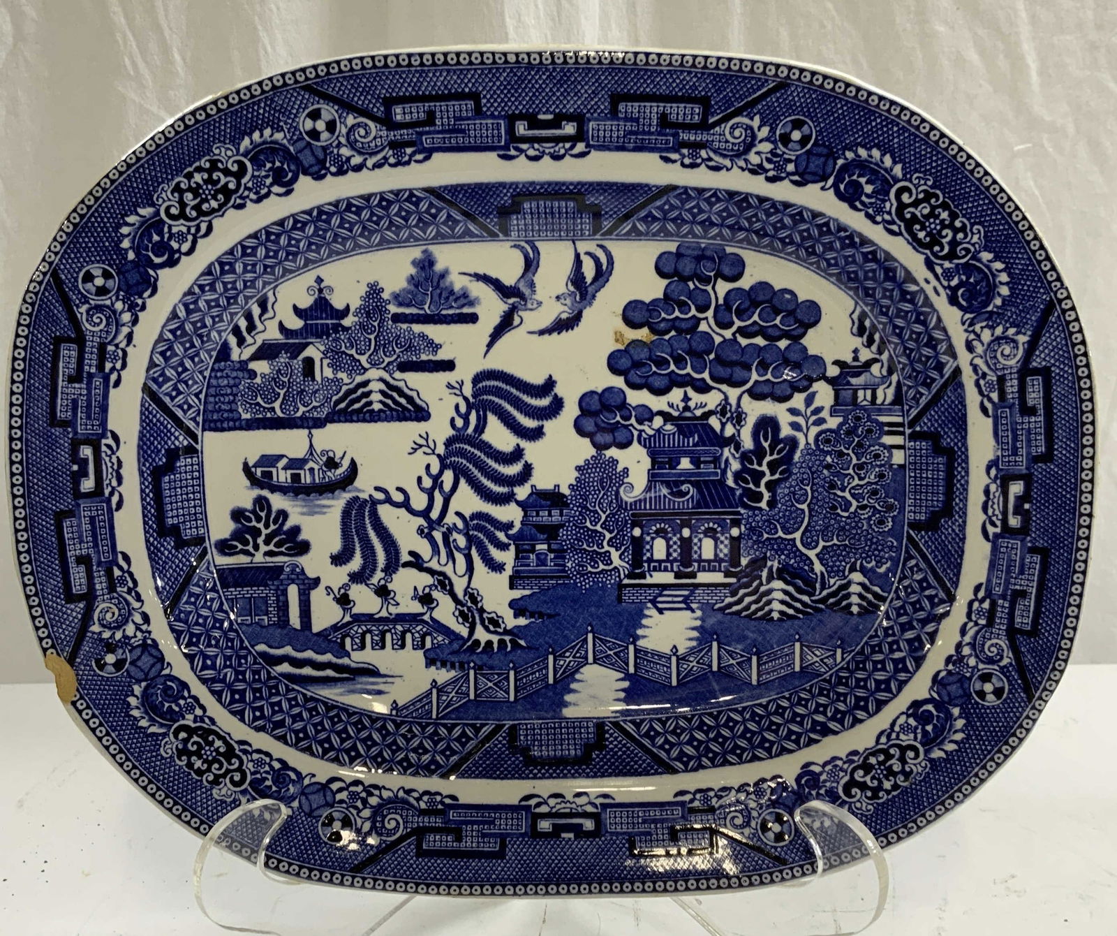 Vtg Hallmarked English Ceramic Blue Willow Platter (1 of 7)