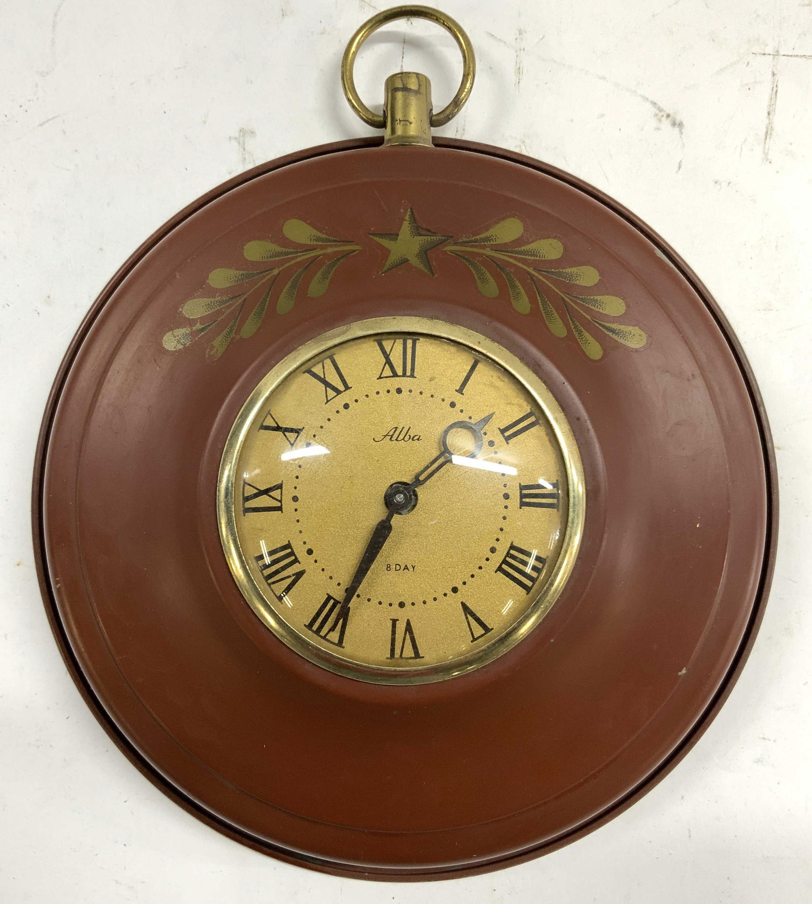 ALBA 8 DAY Vtg Toleware Wall Clock (1 of 8)