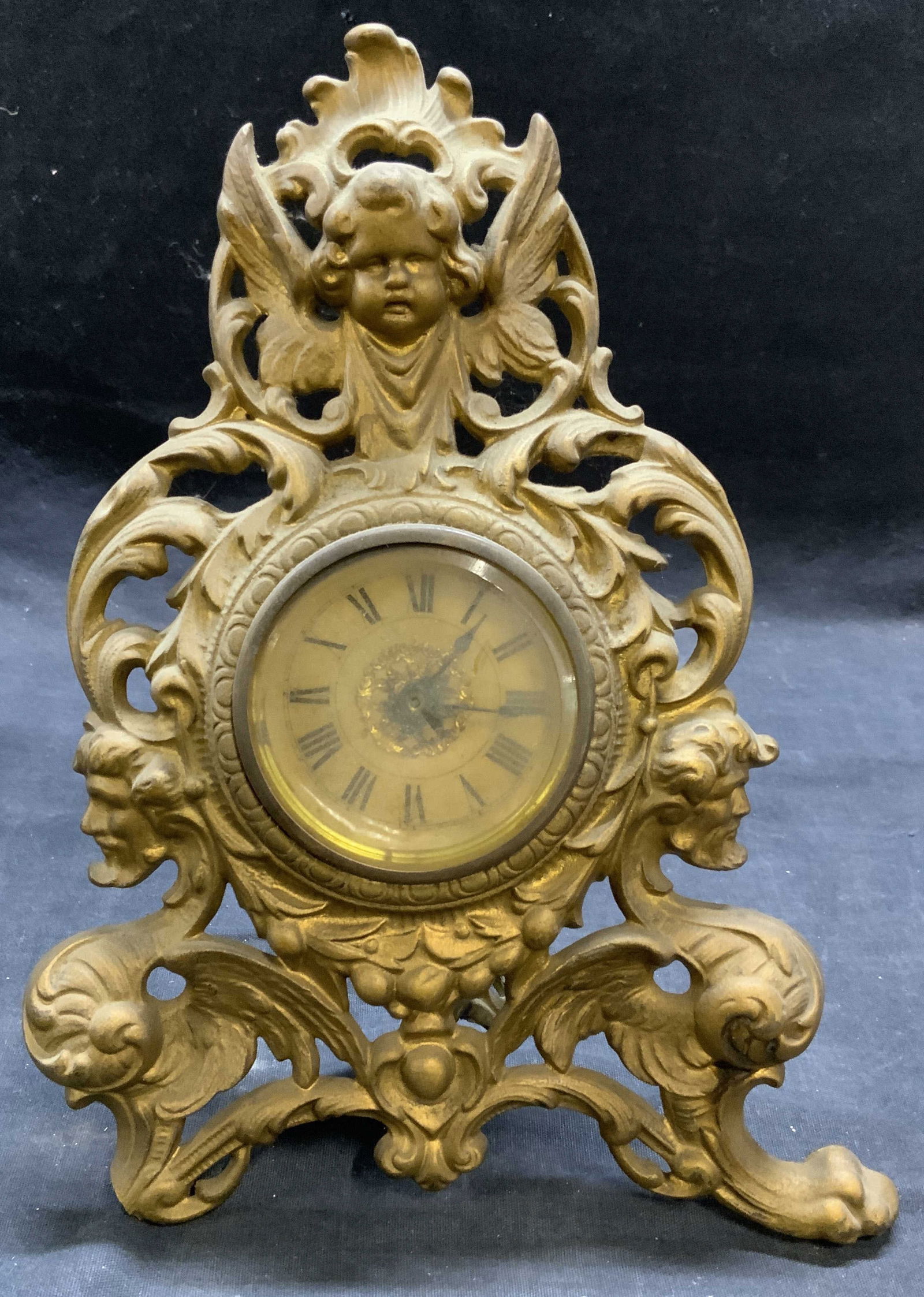 Antique Gilt Metal Cherub Mantle Clock (1 of 6)