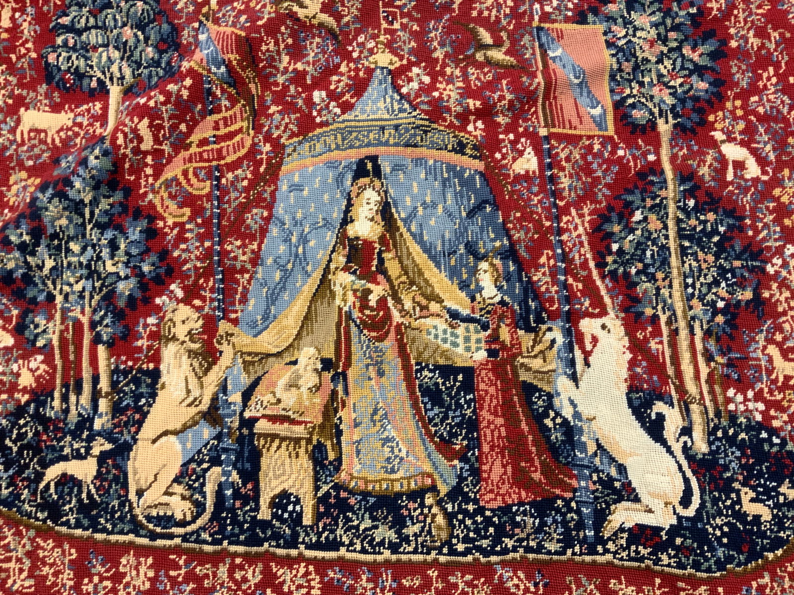 Signed Needlepoint Lady & the Unicorn Tapestry (1 of 11)