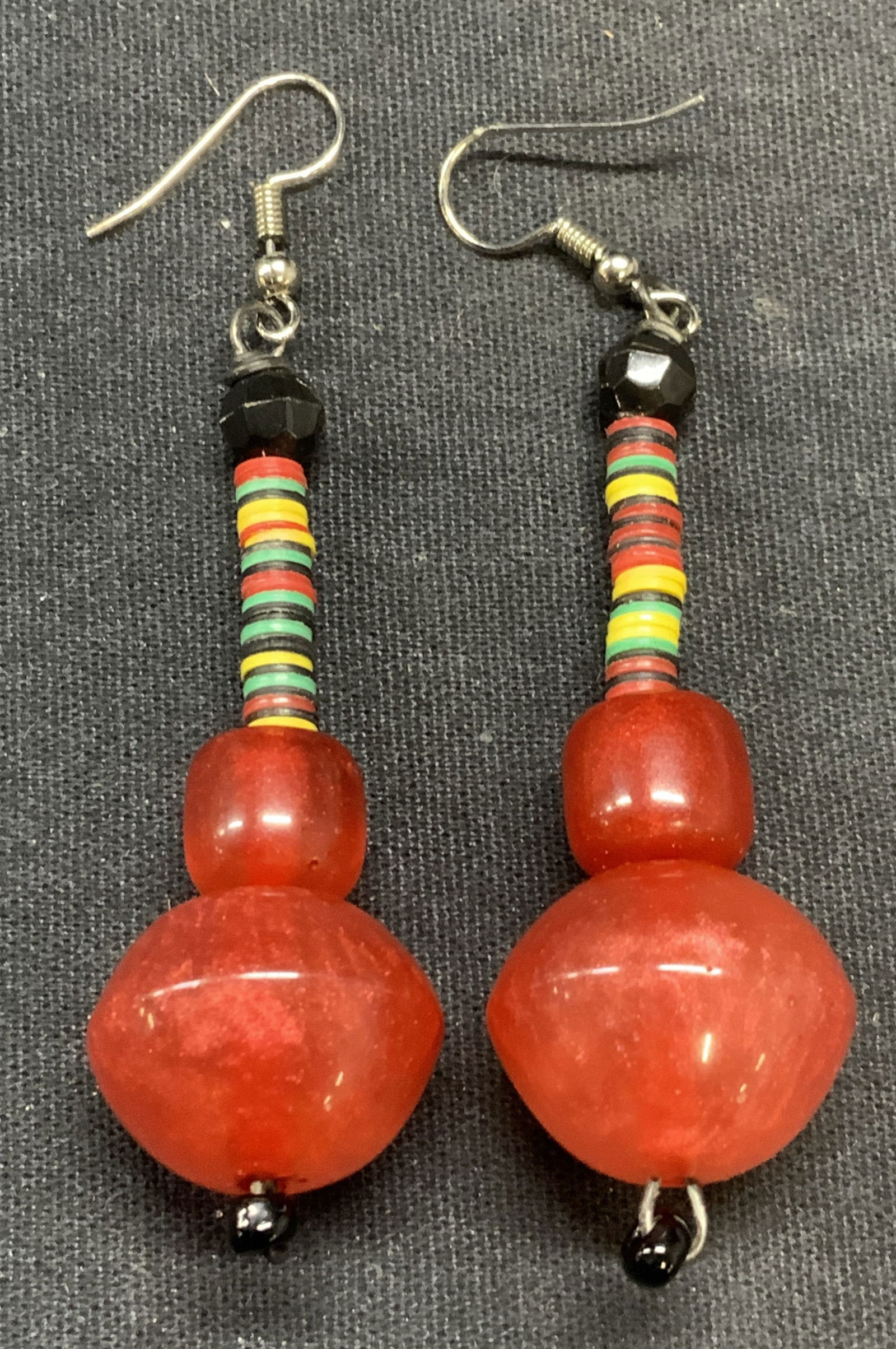 Vintage Multi Color Red Beaded Dangle Earrings (1 of 6)