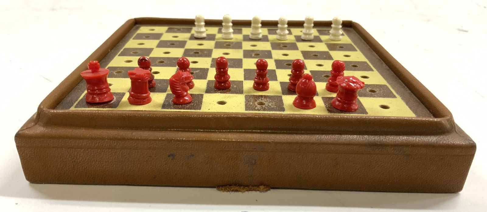 Miniature Chess Set Leatherette Box W Lid (1 of 6)