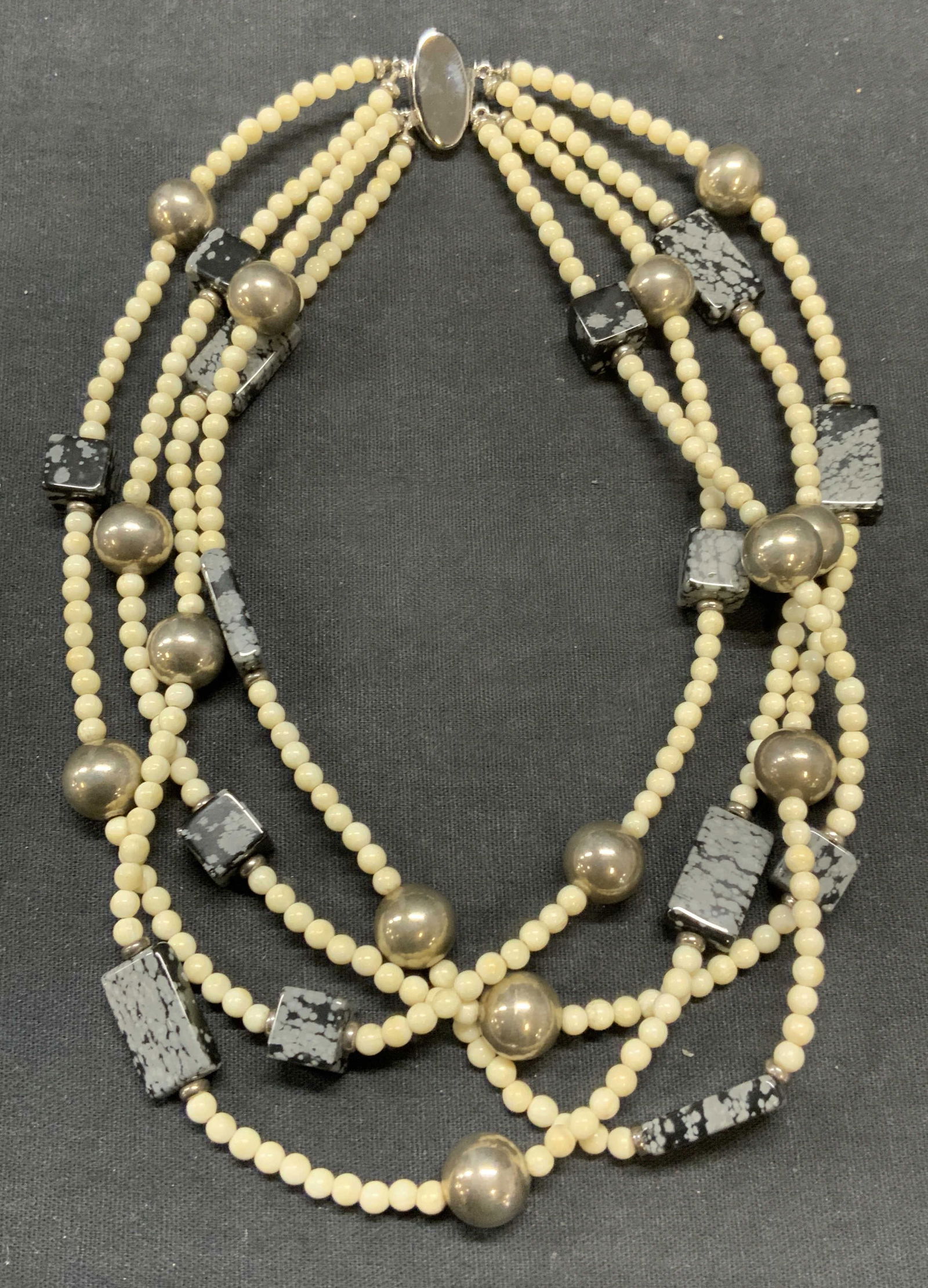 Koplewitz Sterling Silver Stone Beaded Necklace (1 of 6)