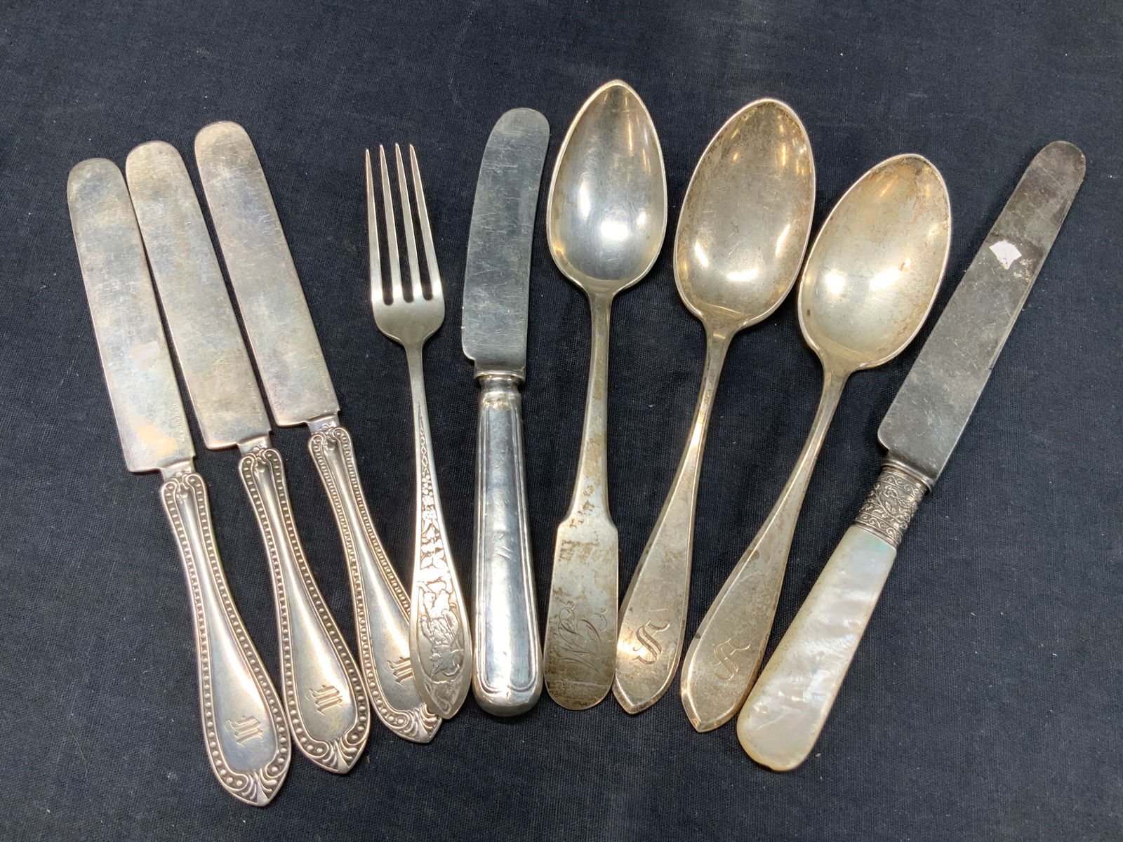 Lot 9 Sterling Silver & MOP Utensils (1 of 10)