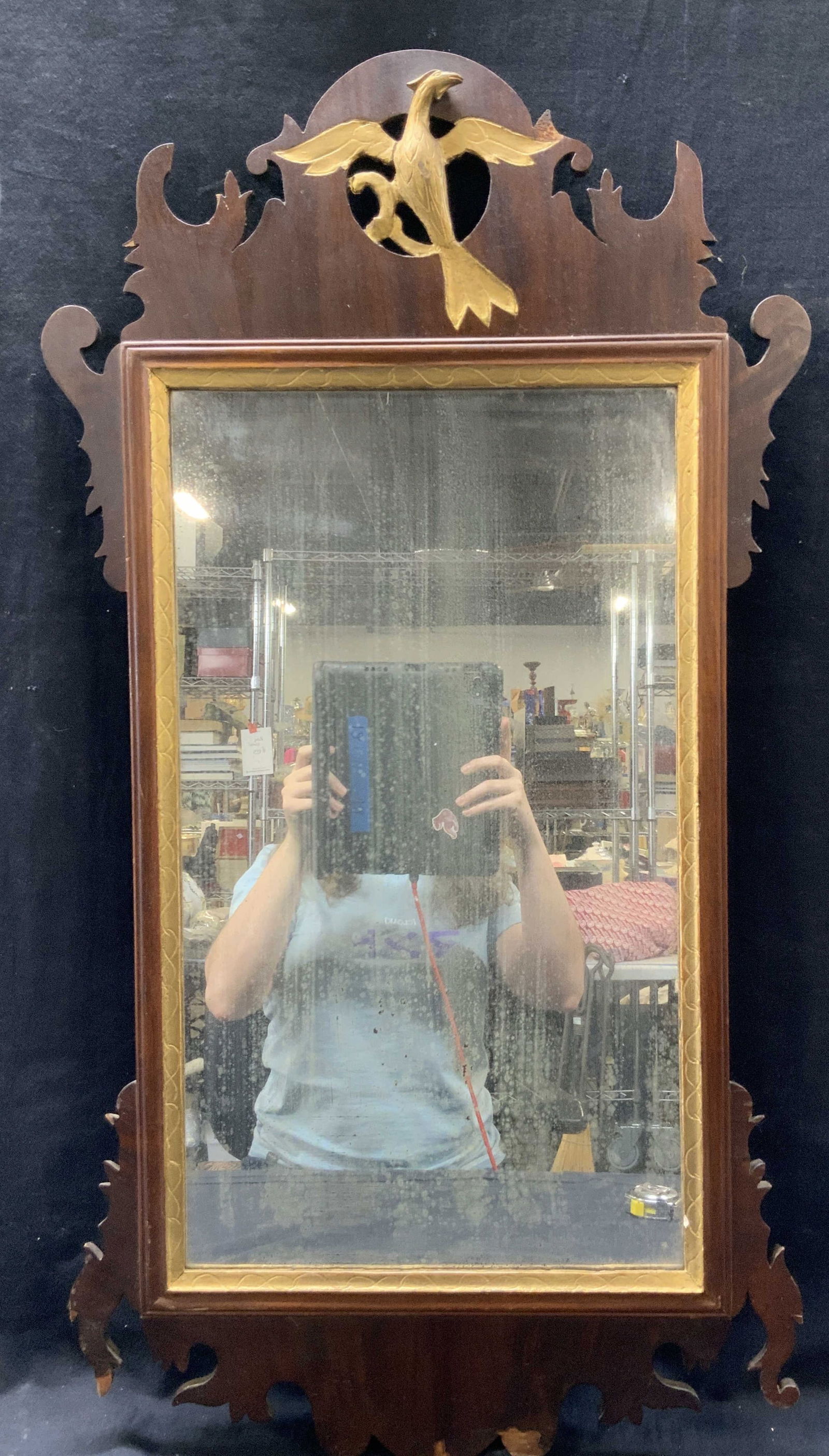 Vtg Chippendale Style Gilt Wooden Wall Mirror (1 of 10)