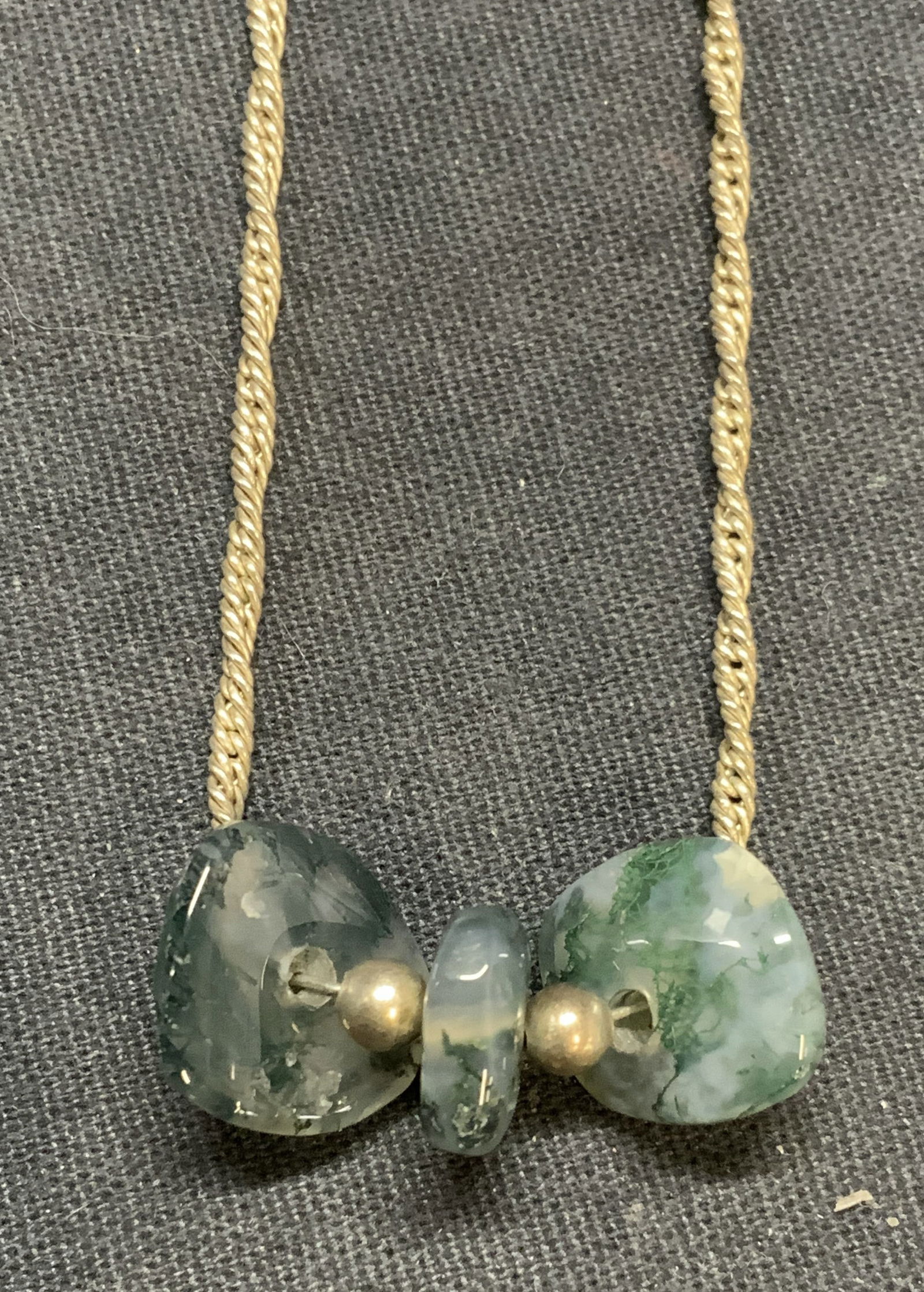 Sterling Silver Moss Agate Beaded Necklace (1 of 6)