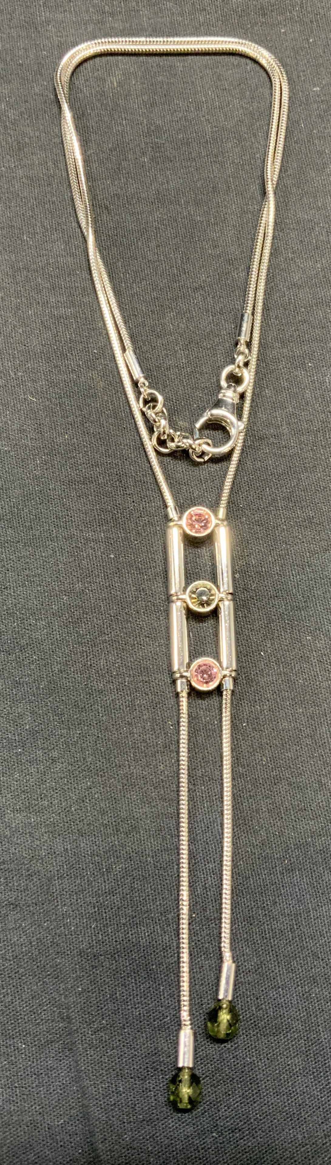 Silver Tone Crystal Pendant Necklace (1 of 6)