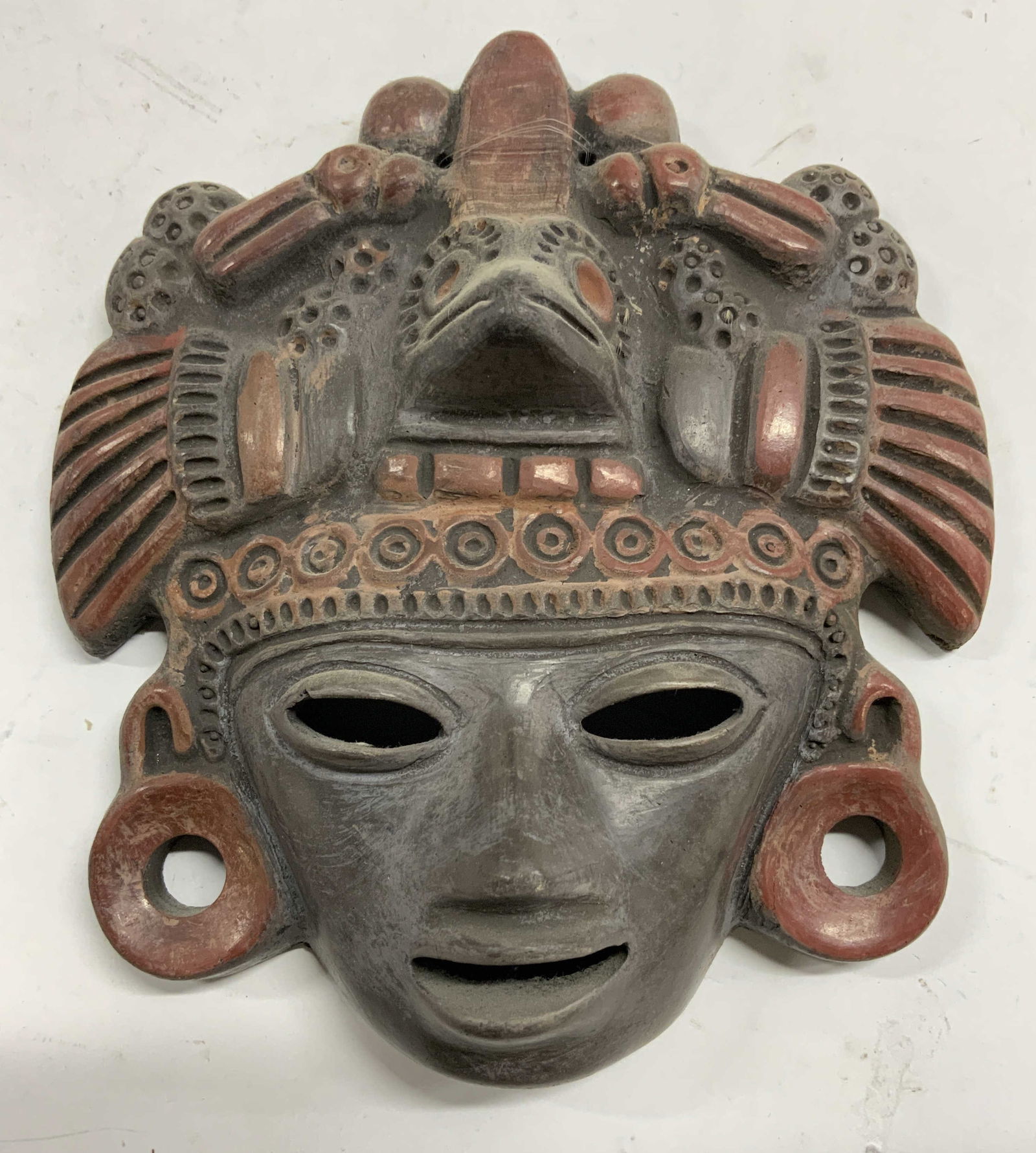 Vtg Aztec Tribal Ceramic Face Mask Wall Decor (1 of 6)