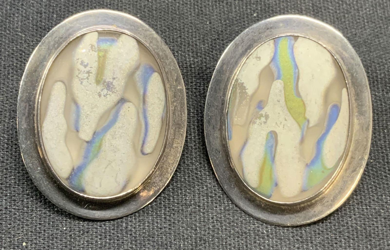 Signed Sterling Silver Art Glass Earrings USA (1 of 7)