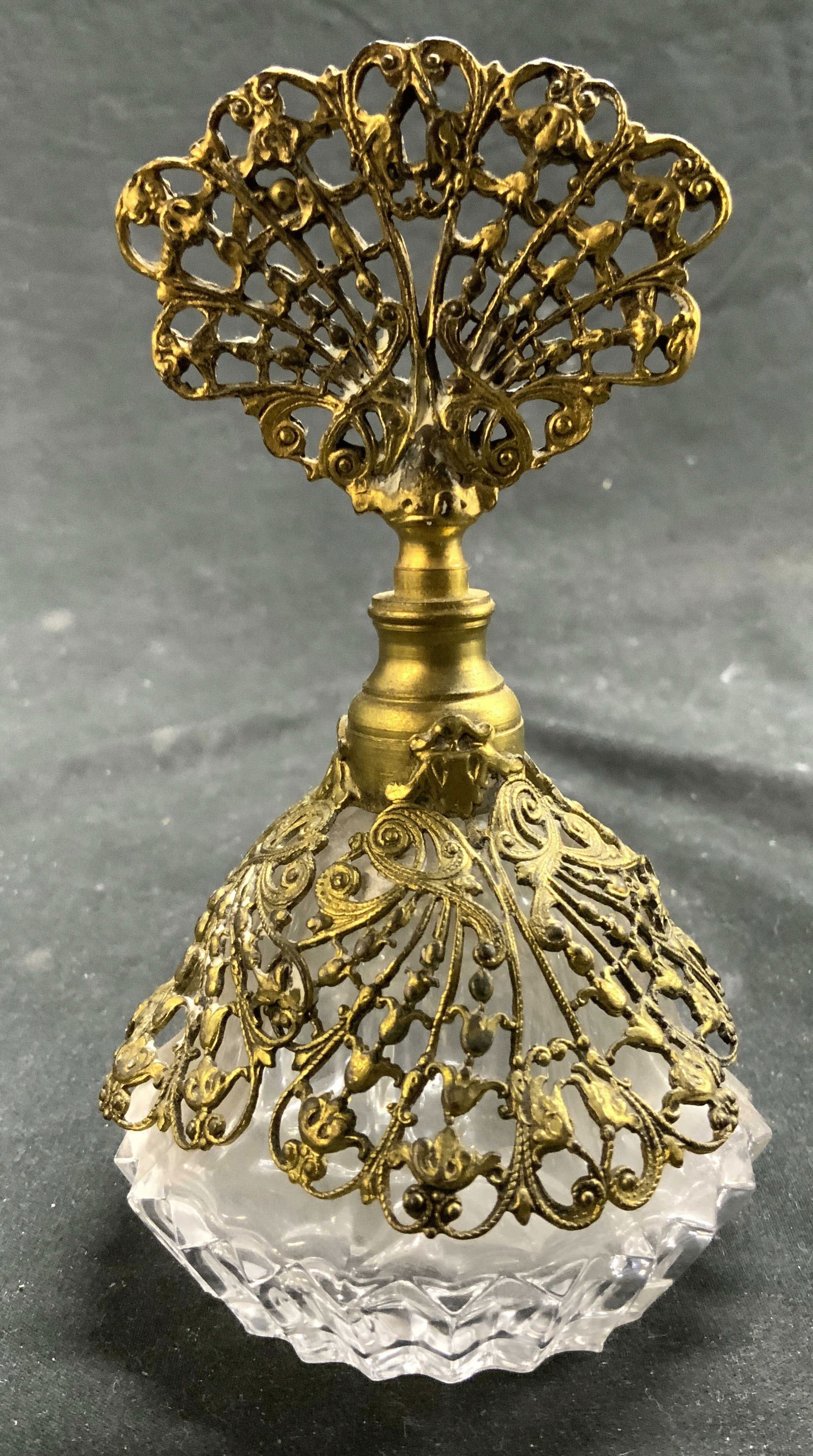 Vintage Ormolu Glass Perfume Bottle W Stopper (1 of 6)