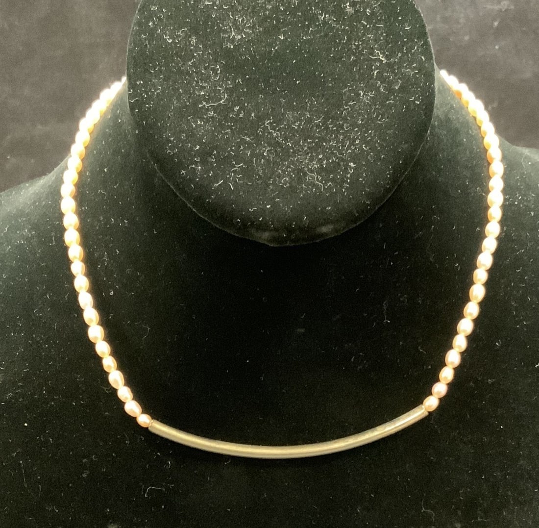 Vtg Carolee Sterling Silver & Seed Pearl Choker (1 of 6)