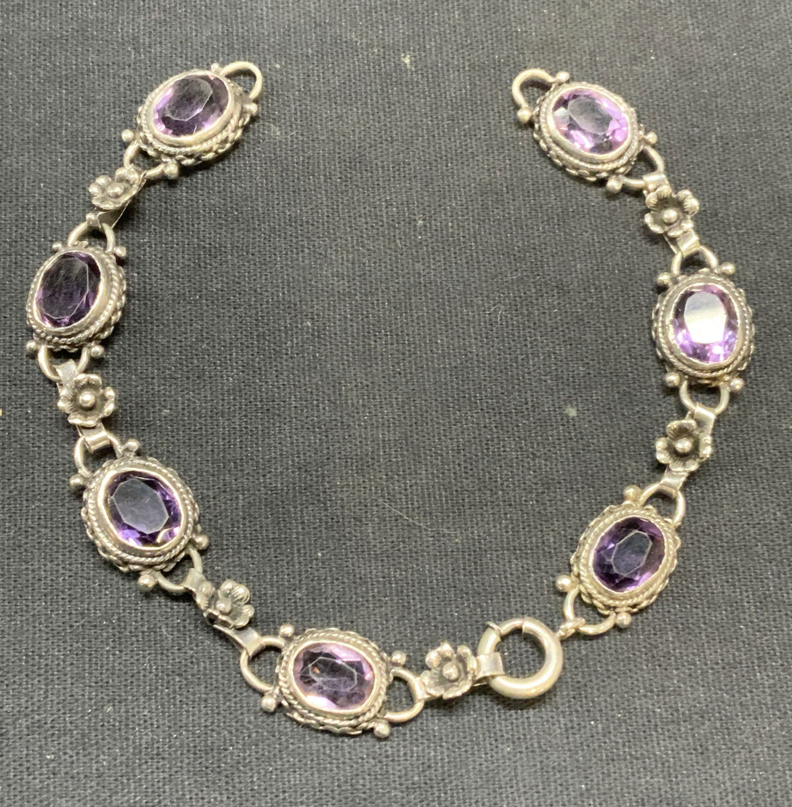 Sterling Silver & Amethyst Gemstone Bracelet (1 of 6)