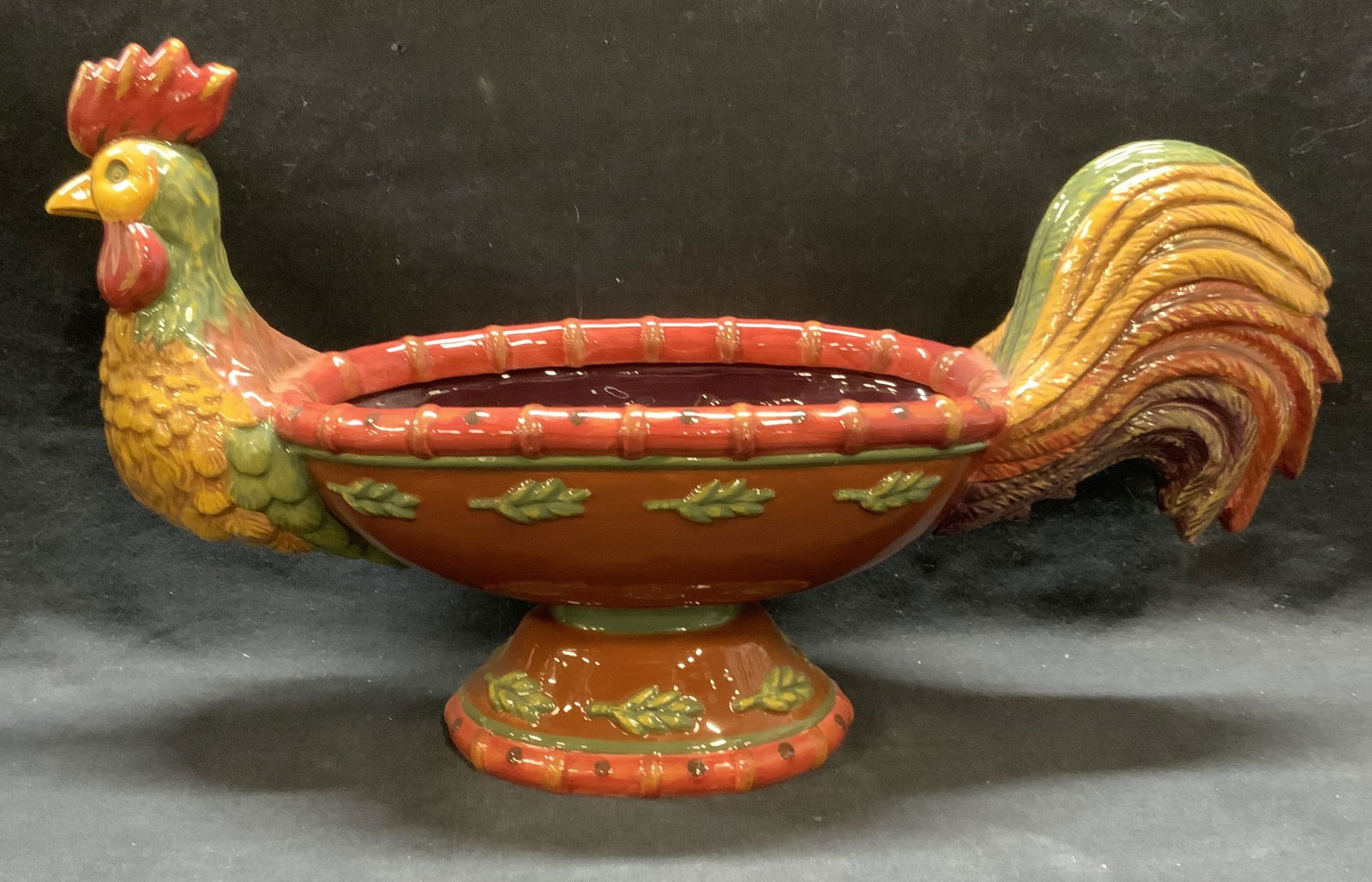 Dept 56 Ceramic Rooster Bowl 19in (1 of 7)