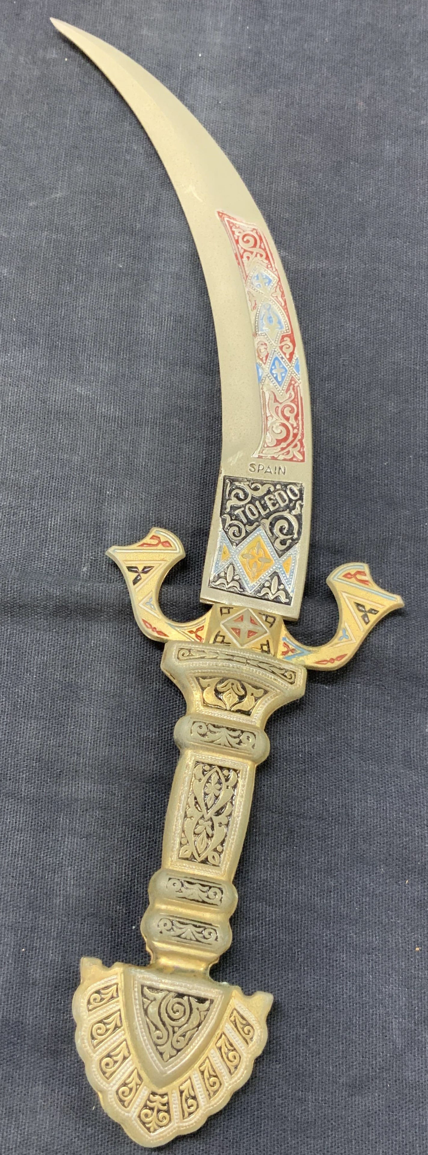 Vntg Metal & Enamel Curved Dagger, Toledo Spain (1 of 7)