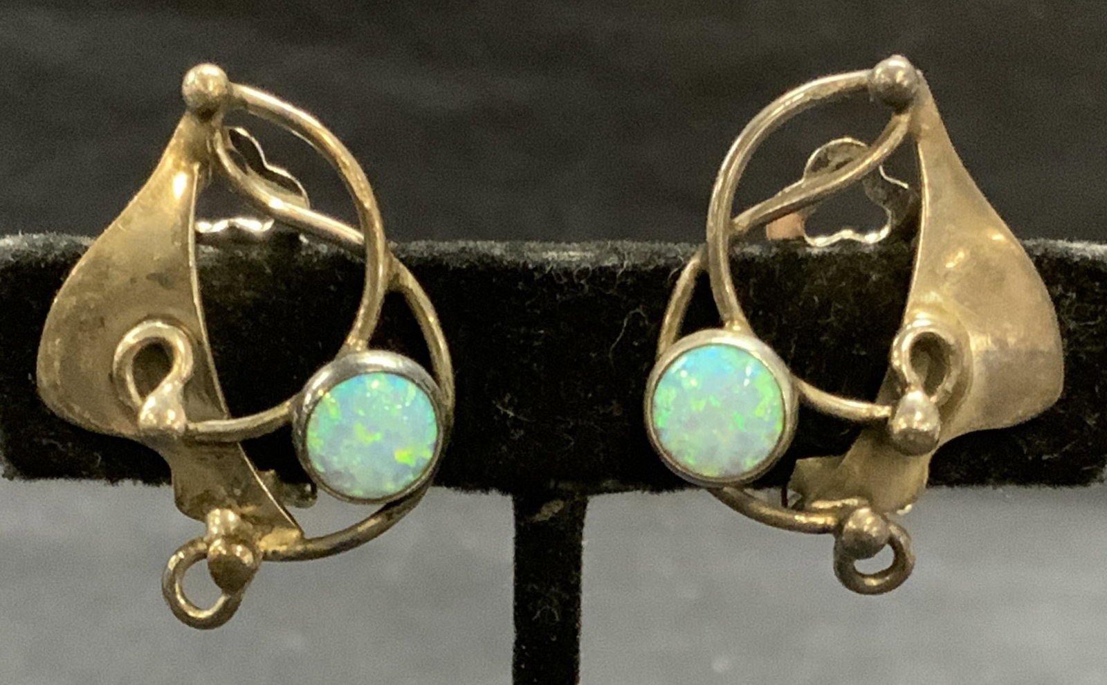 Vintage Sterling Silver Opal Style Earrings (1 of 6)