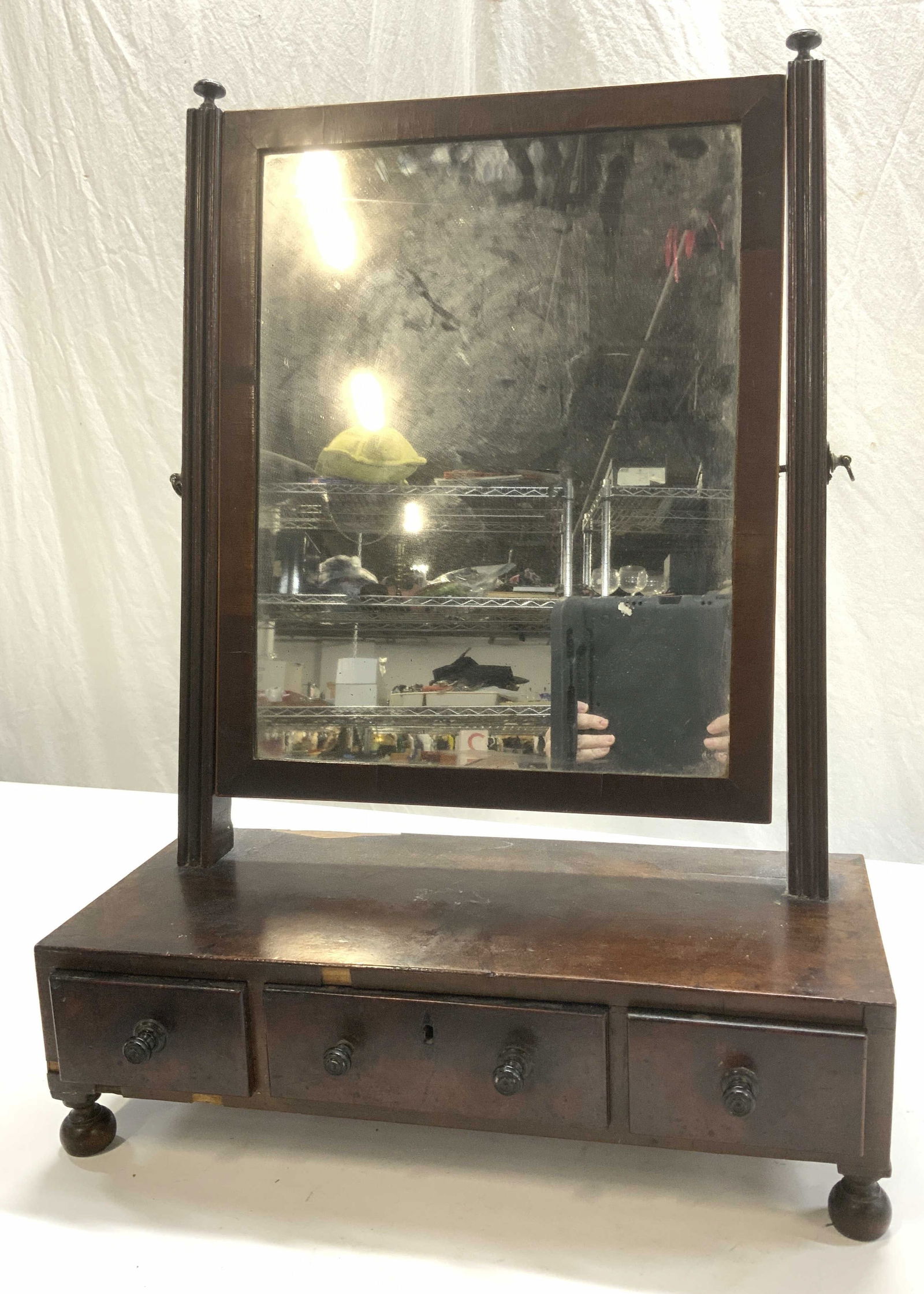 Antique Hand Crafted Wood Tabletop Vanity Mirror (1 of 13)