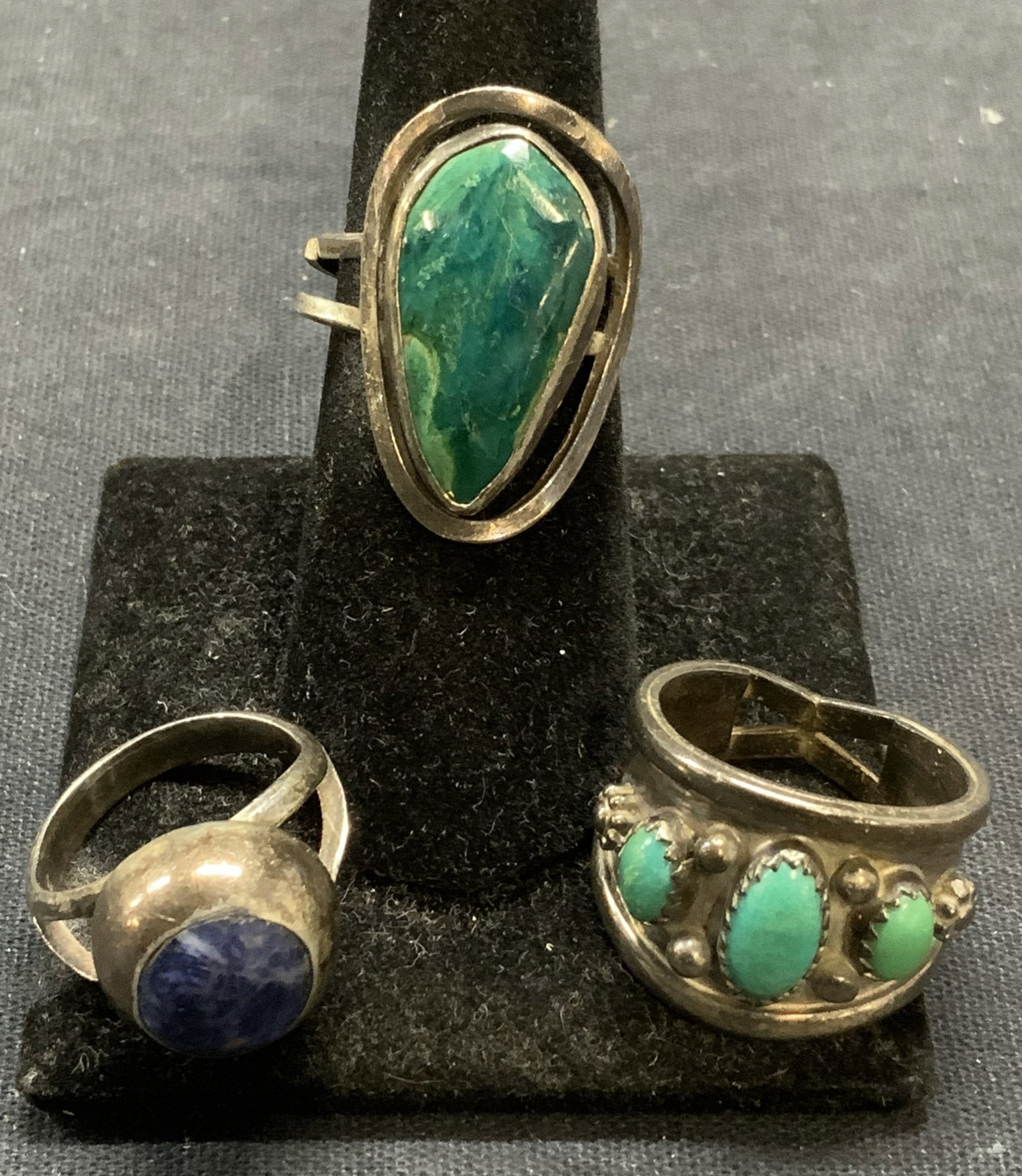 Lot 3 Sterling Silver Turquoise, Lapis Rings (1 of 7)